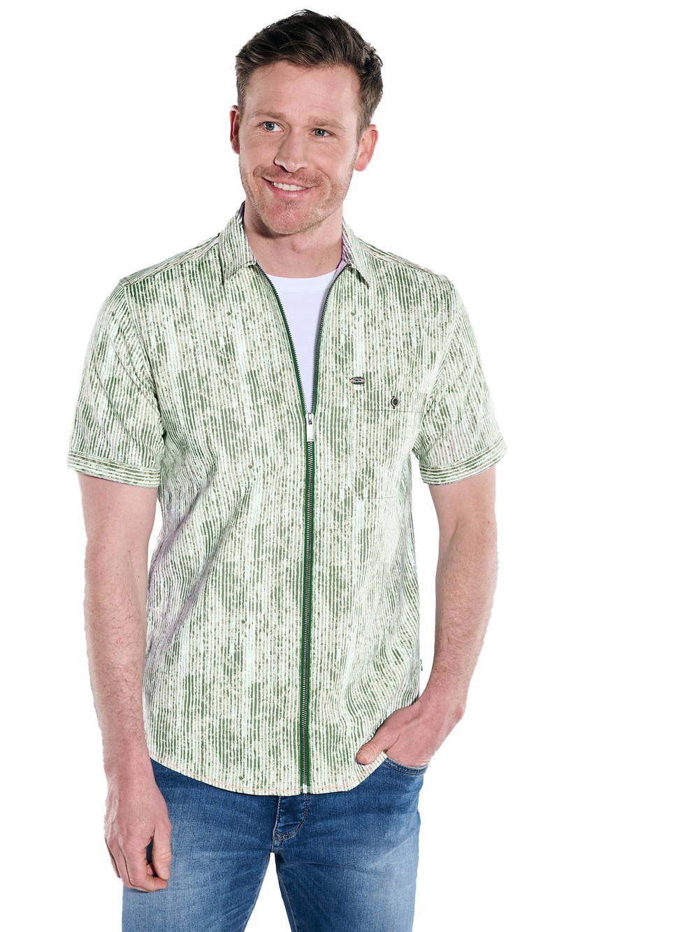 Große Größen engbers Herren Kurzarm-Hemd gemustert , Herren, grün, Größe: 58, Baumwolle, Happy Size DE Men von engbers