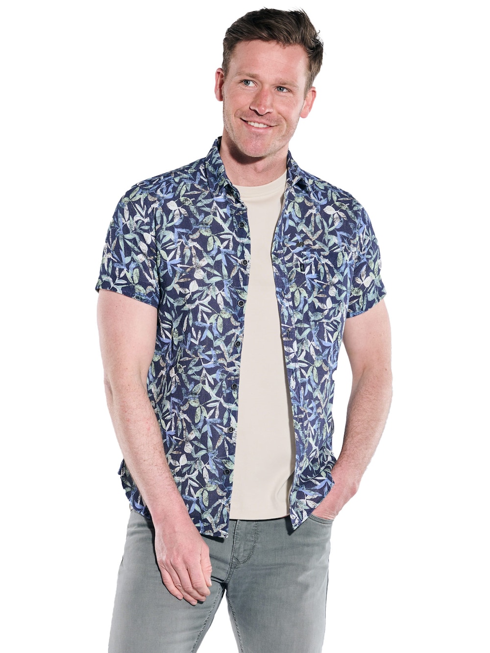 Große Größen engbers Herren Kurzarm-Hemd gemustert , Herren, türkis, Größe: 60, Baumwolle, Happy Size DE Men von engbers