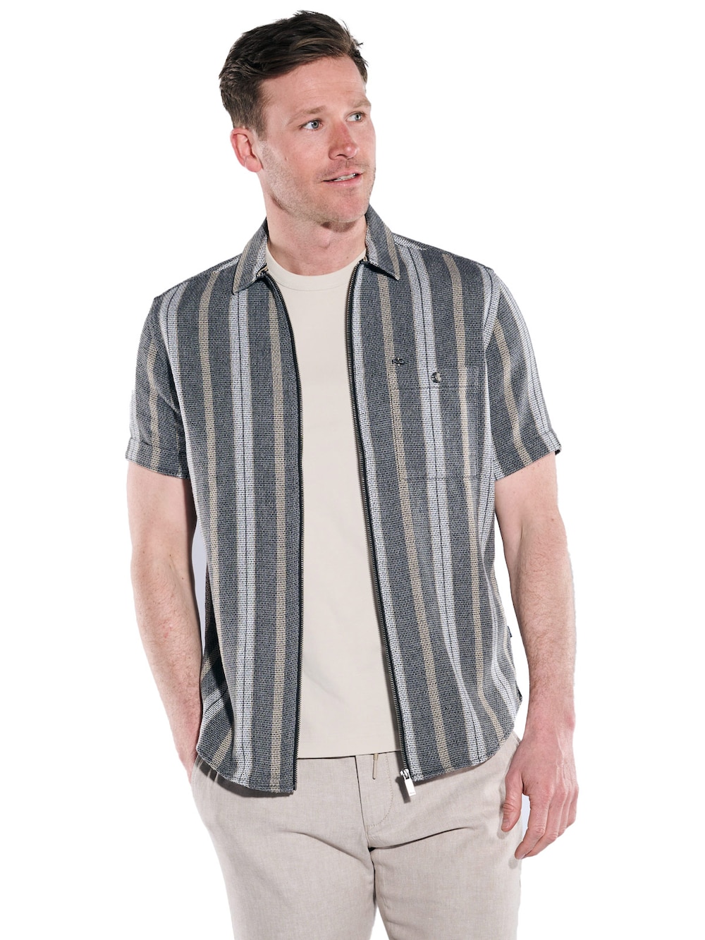 Große Größen engbers Herren Kurzarm-Hemd gestreift , Herren, grau, Größe: 58, Baumwolle/Polyester, Happy Size DE Men von engbers