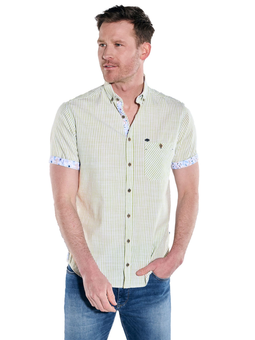 Große Größen engbers Herren Kurzarm-Hemd gestreift , Herren, grau, Größe: 60, Baumwolle, Happy Size DE Men von engbers