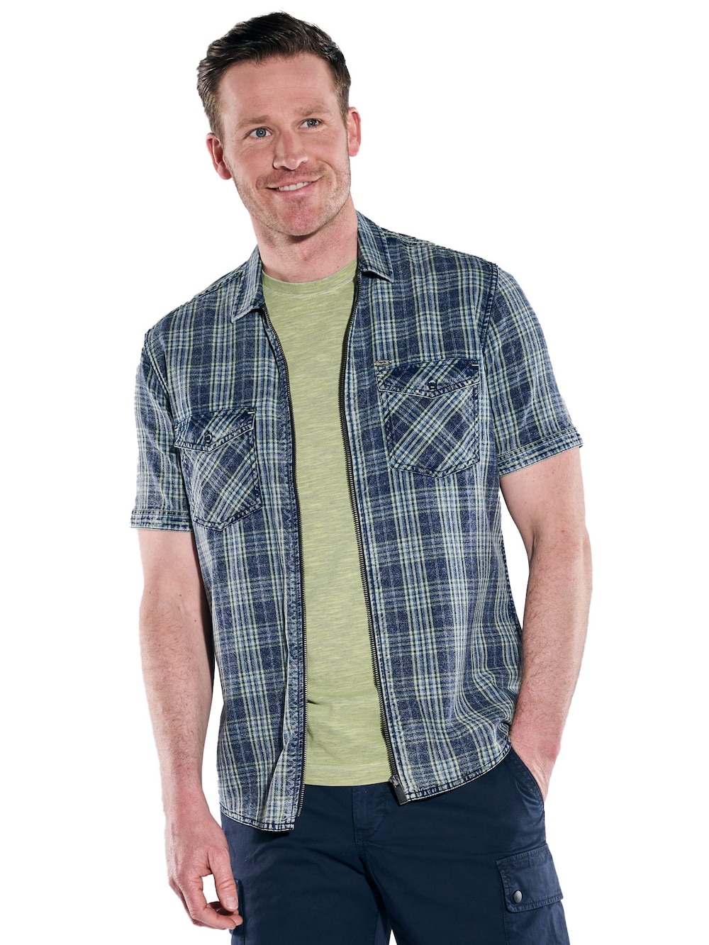 Große Größen engbers Herren Kurzarm-Hemd kariert , Herren, blau, Größe: 68, Baumwolle, Happy Size DE Men von engbers