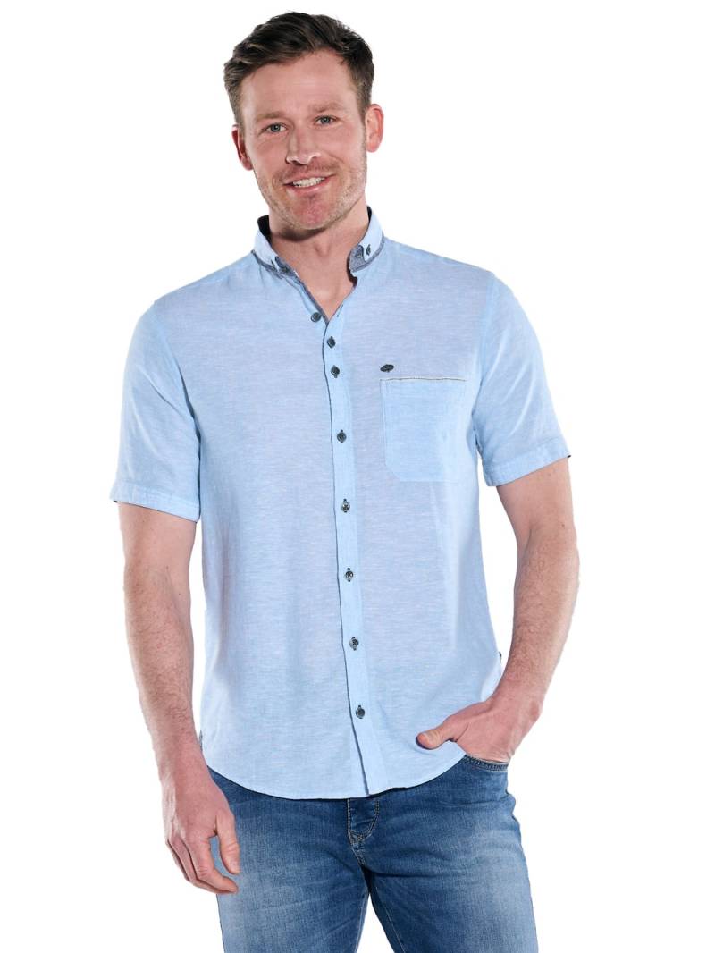 Große Größen engbers Herren Kurzarm-Hemd mit Leinenanteil , Herren, blau, Größe: 68, Leinen/Baumwolle, Happy Size DE Men von engbers