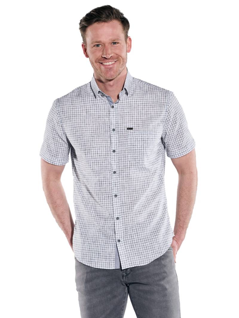 Große Größen engbers Herren Kurzarm-Hemd mit Leinenanteil , Herren, grau, Größe: 58, Baumwolle/Polyester/Leinen, Happy Size DE Men von engbers