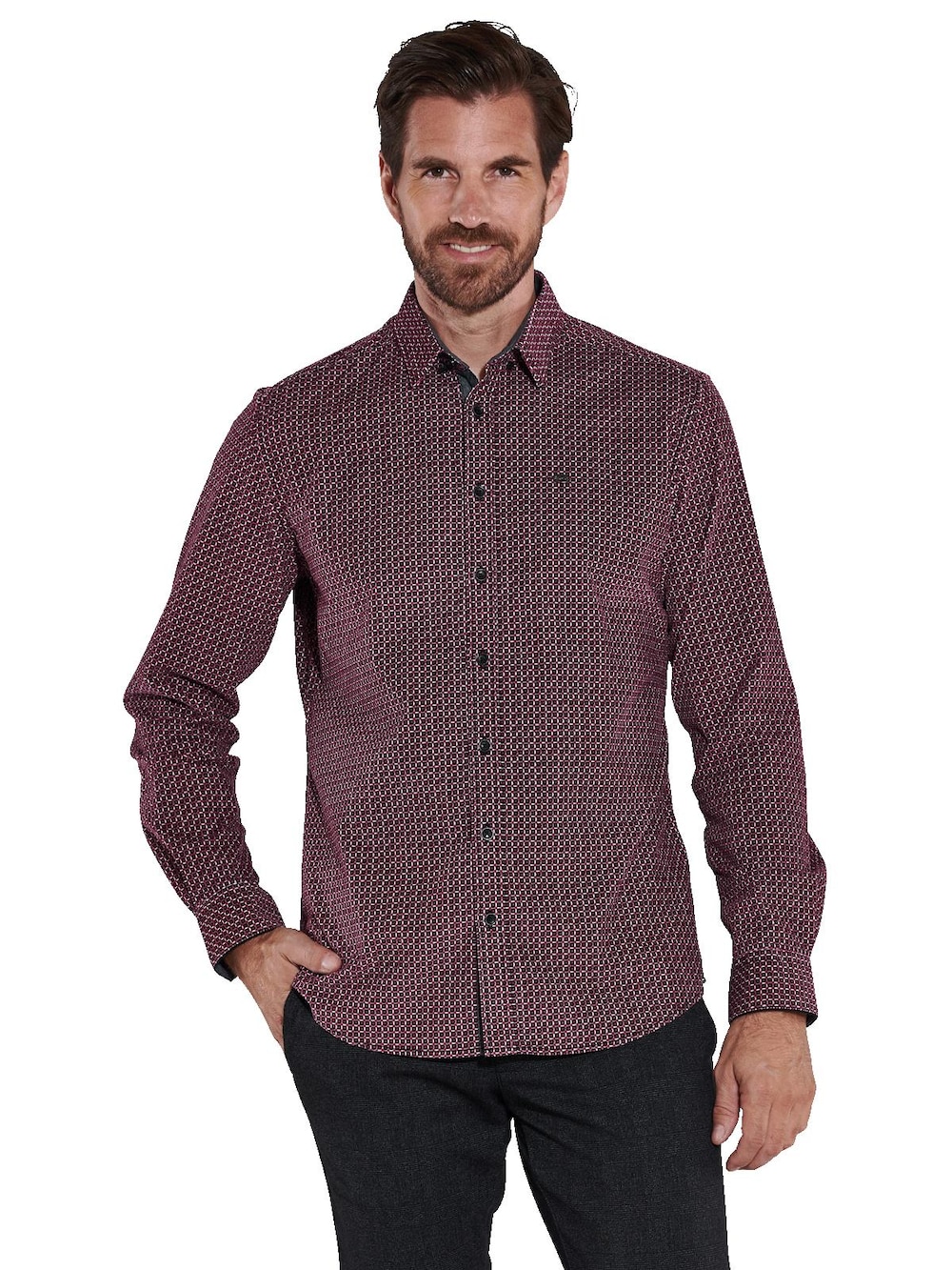 Große Größen engbers Herren Langarm-Hemd aus Baby-Cord , Herren, rot, Größe: 68, Baumwolle, Happy Size DE Men von engbers