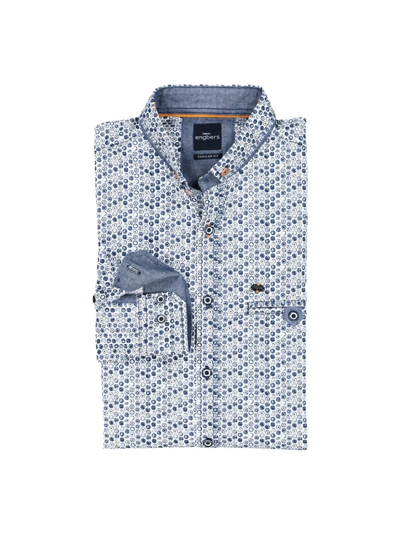 Große Größen engbers Herren Langarm-Hemd gemustert , Herren, blau, Größe: 62, Baumwolle, Happy Size DE Men von engbers