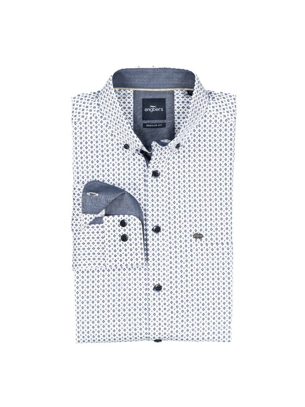 Große Größen engbers Herren Langarm-Hemd gemustert , Herren, blau, Größe: 66, Baumwolle, Happy Size DE Men von engbers