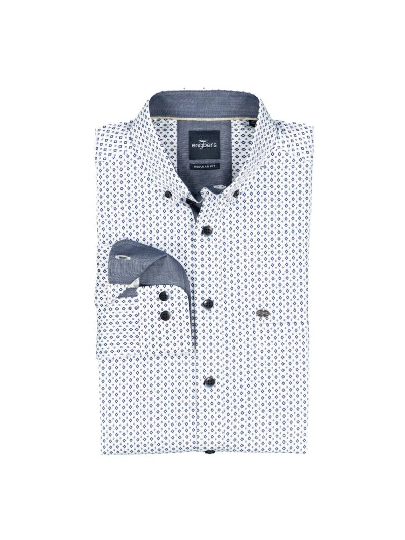 Große Größen engbers Herren Langarm-Hemd gemustert , Herren, blau, Größe: 66, Baumwolle, Happy Size DE Men von engbers