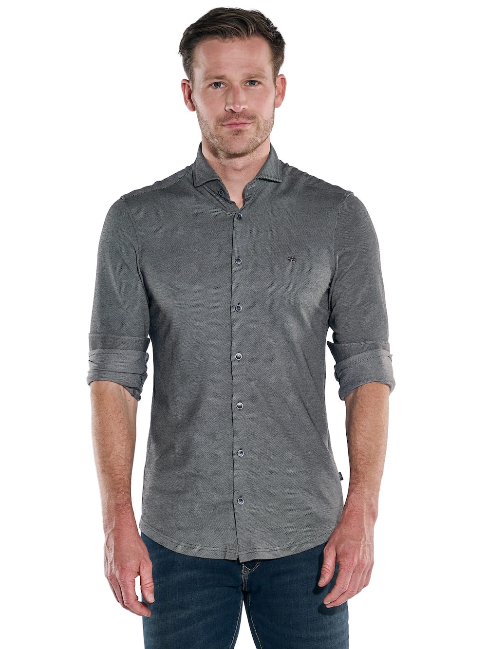 Große Größen engbers Herren Langarm-Hemd gemustert , Herren, grau, Größe: 58, Baumwolle/Polyester, Happy Size DE Men von engbers