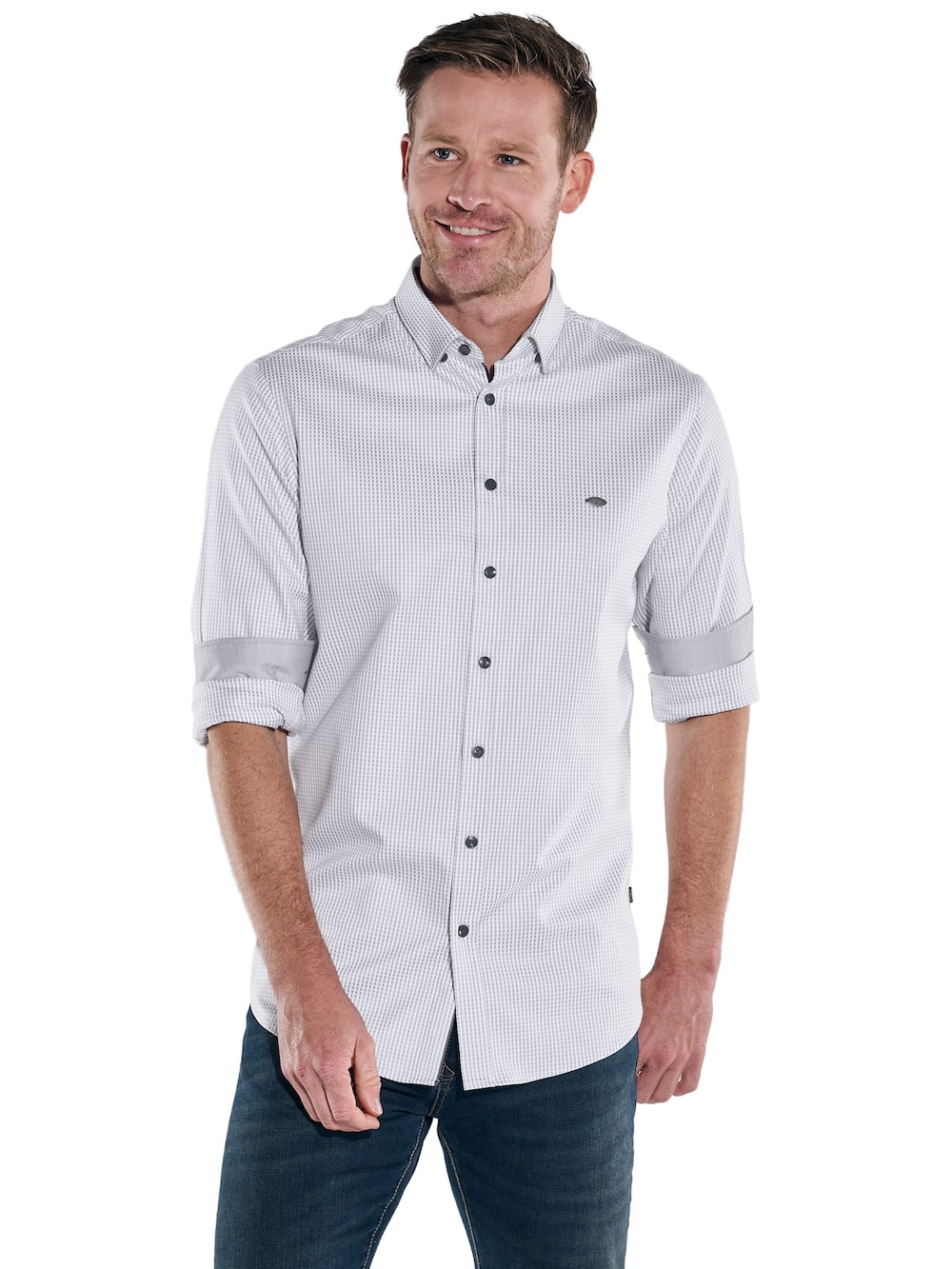 Große Größen engbers Herren Langarm-Hemd gemustert , Herren, grau, Größe: 62, Baumwolle, Happy Size DE Men von engbers