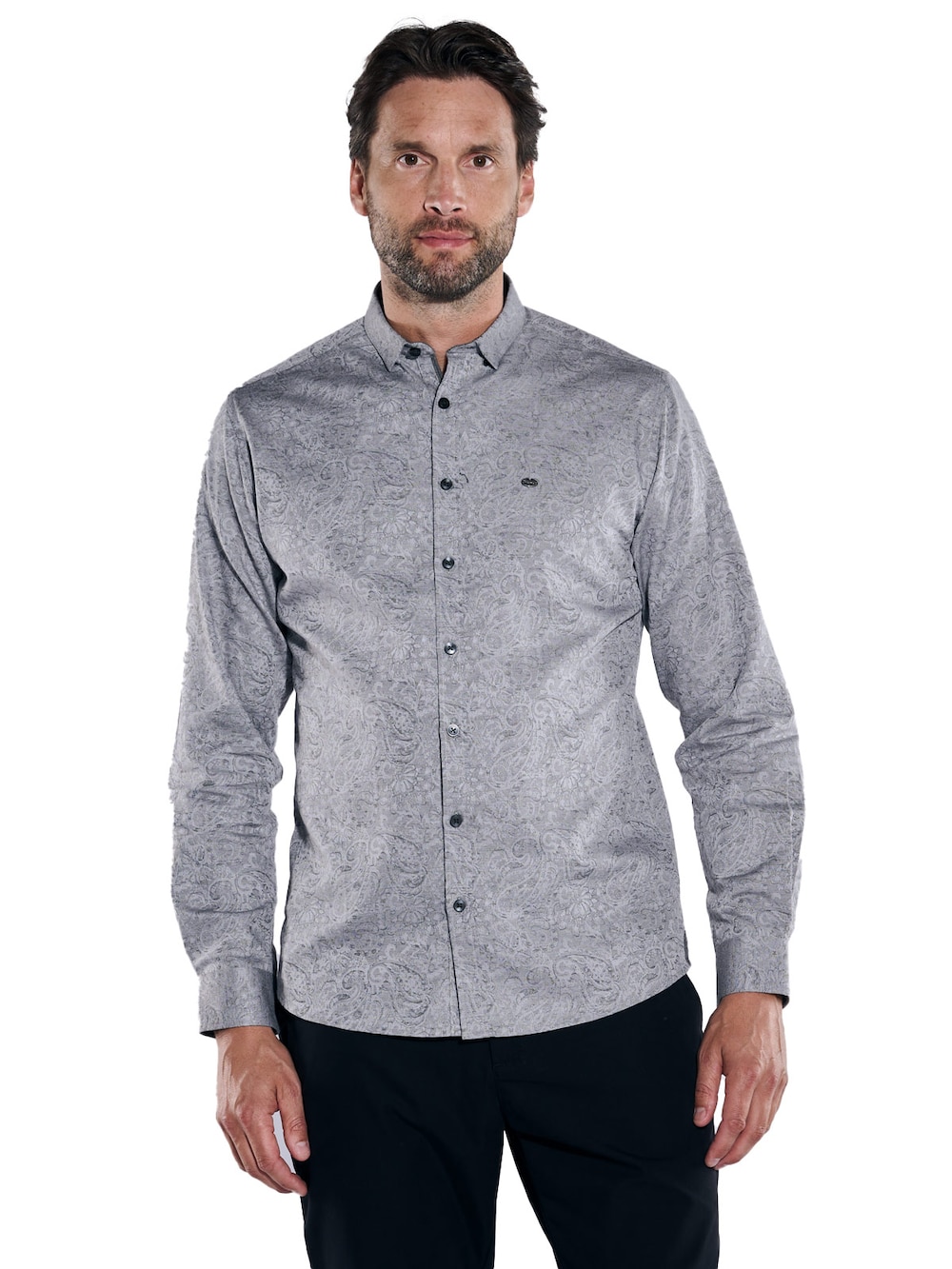 Große Größen engbers Herren Langarm-Hemd gemustert , Herren, grau, Größe: 68, Baumwolle, Happy Size DE Men von engbers