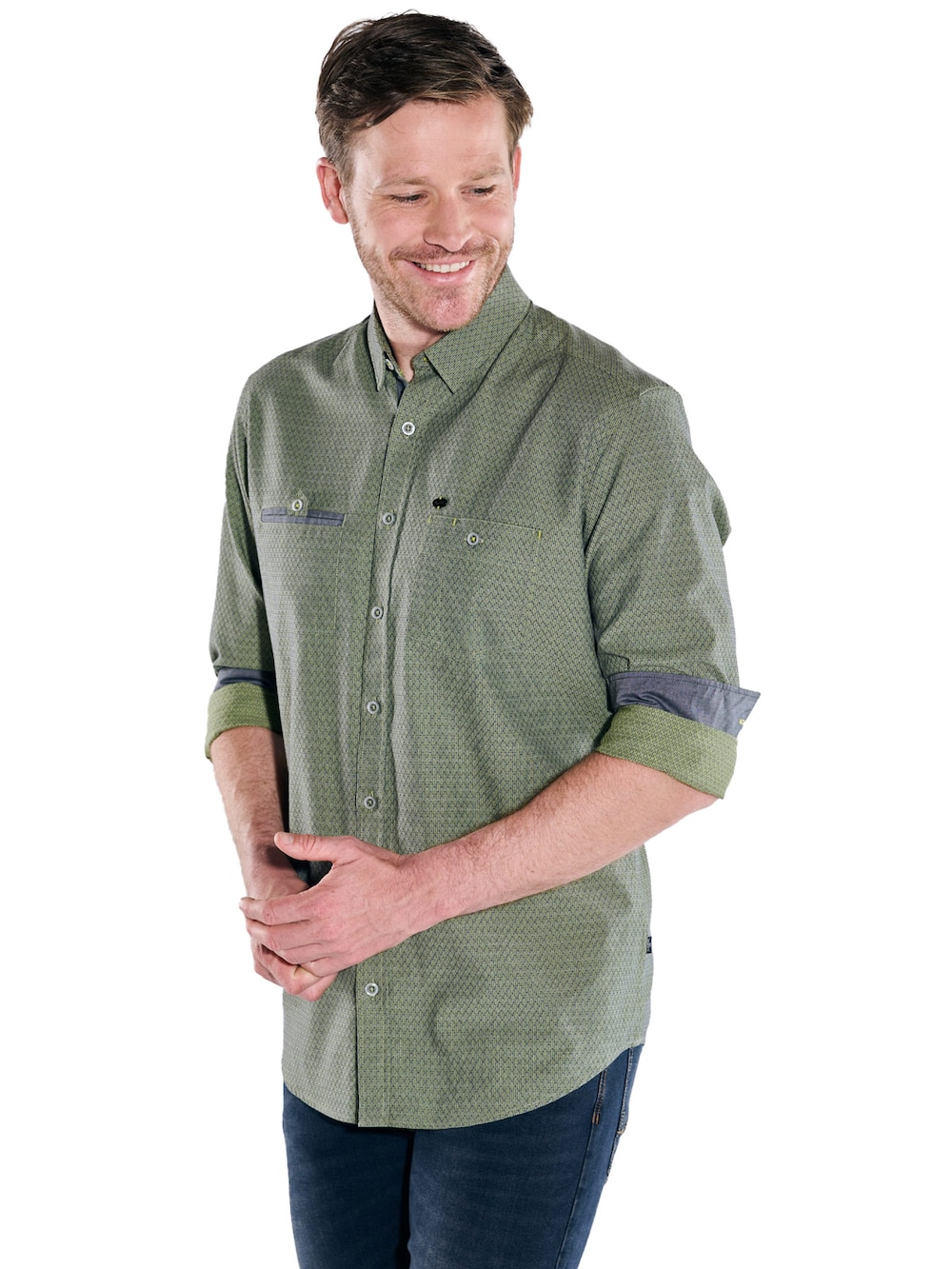 Große Größen engbers Herren Langarm-Hemd gemustert , Herren, grün, Größe: 62, Baumwolle, Happy Size DE Men von engbers