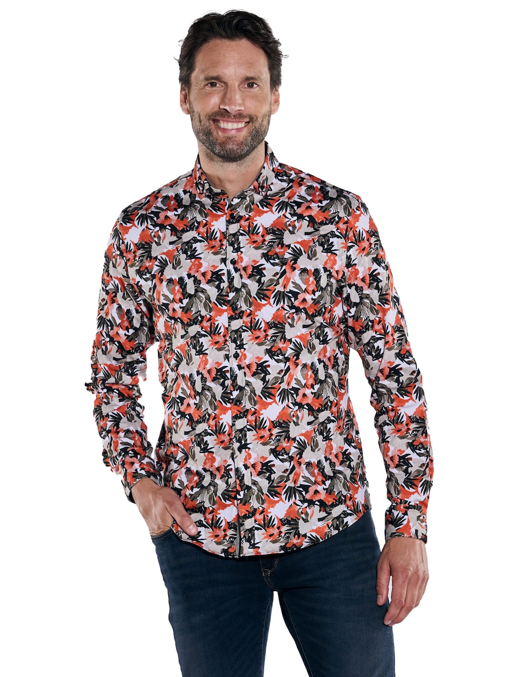 Große Größen engbers Herren Langarm-Hemd gemustert , Herren, orange, Größe: 64, Baumwolle, Happy Size DE Men von engbers