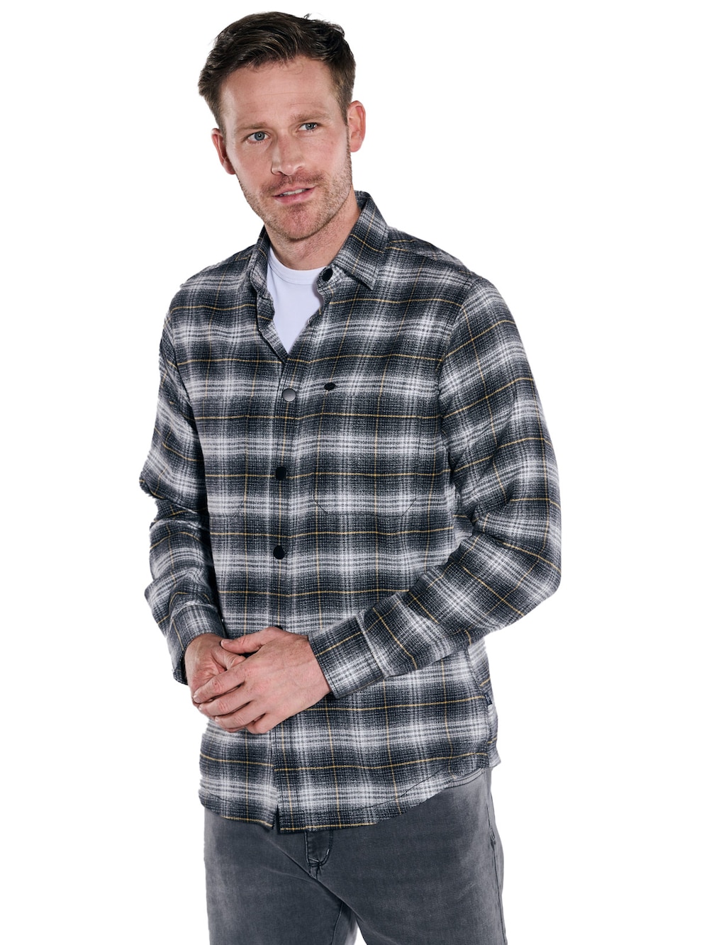 Große Größen engbers Herren Langarm-Hemd gemustert , Herren, schwarz, Größe: 60, Baumwolle, Happy Size DE Men von engbers