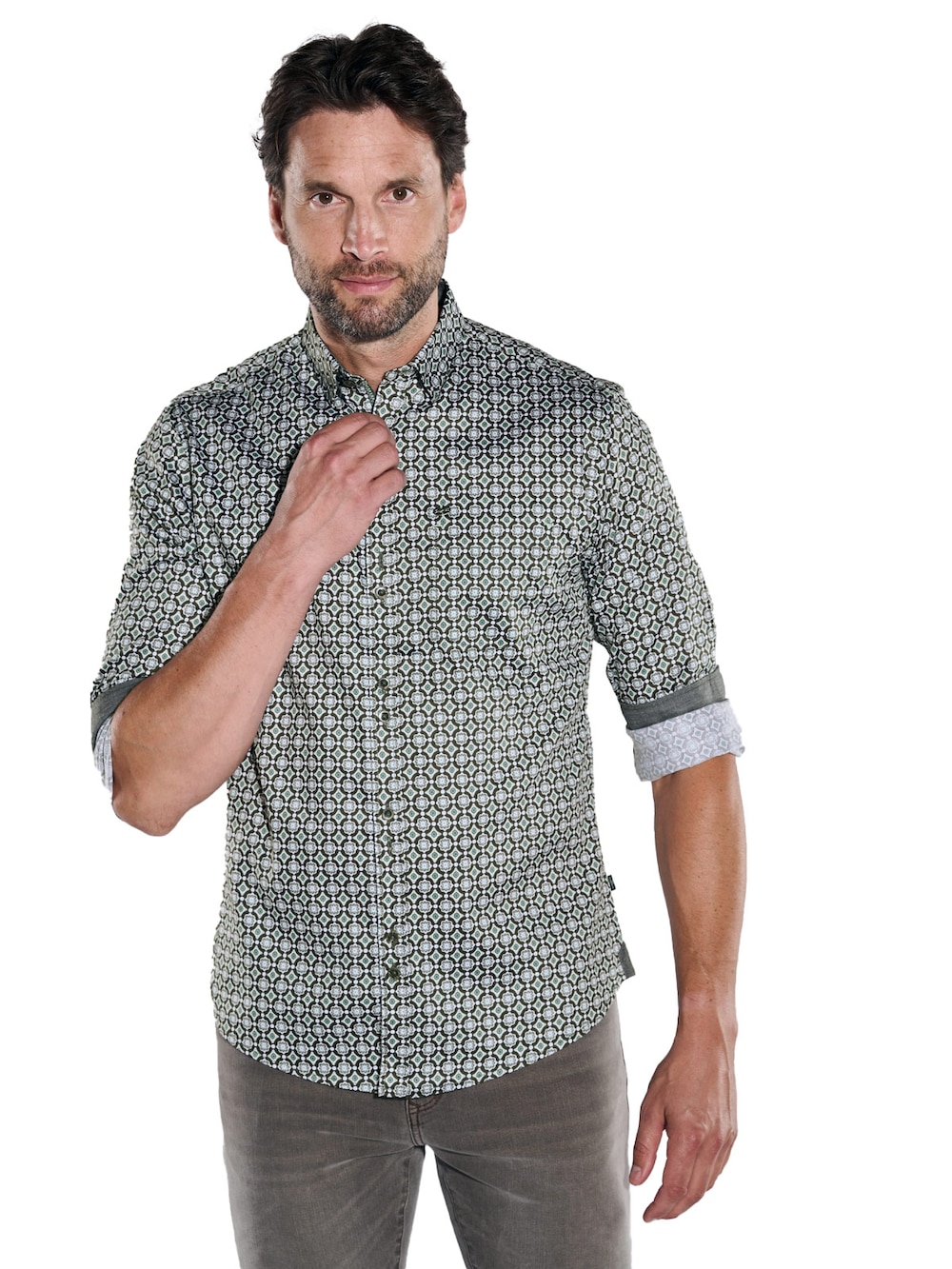 Große Größen engbers Herren Langarm-Hemd gemustert , Herren, türkis, Größe: 64, Baumwolle, Happy Size DE Men von engbers