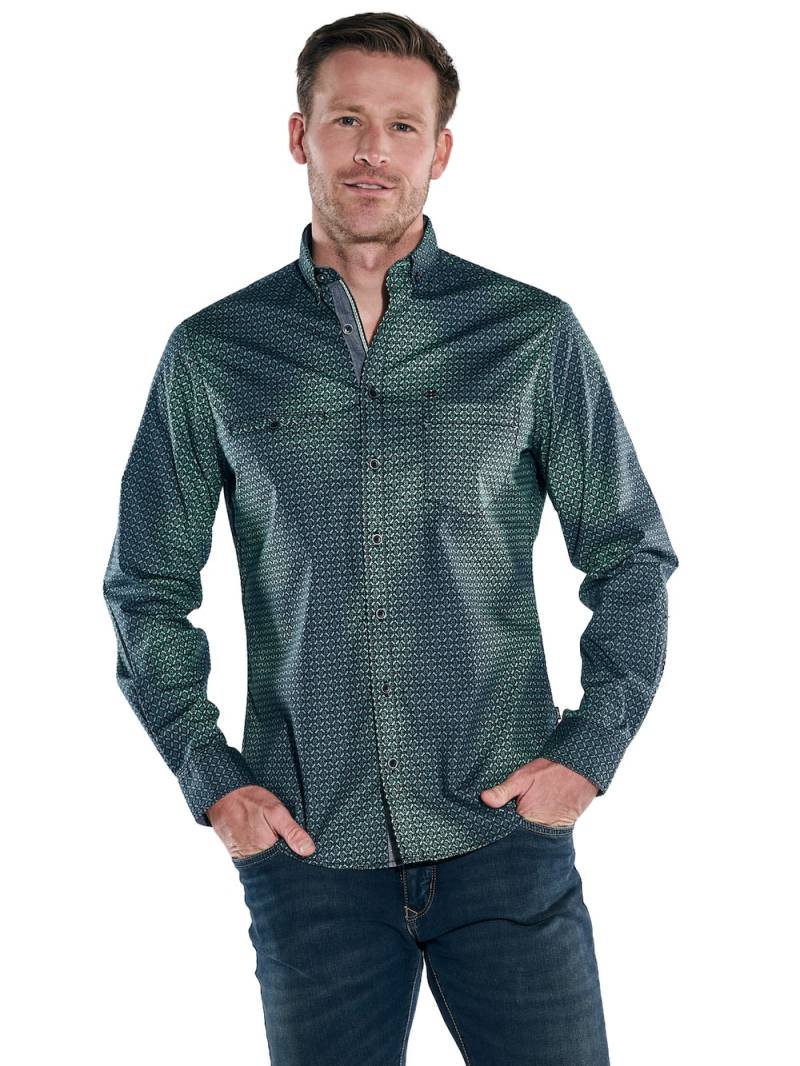 Große Größen engbers Herren Langarm-Hemd gemustert , Herren, türkis, Größe: 66, Baumwolle, Happy Size DE Men von engbers