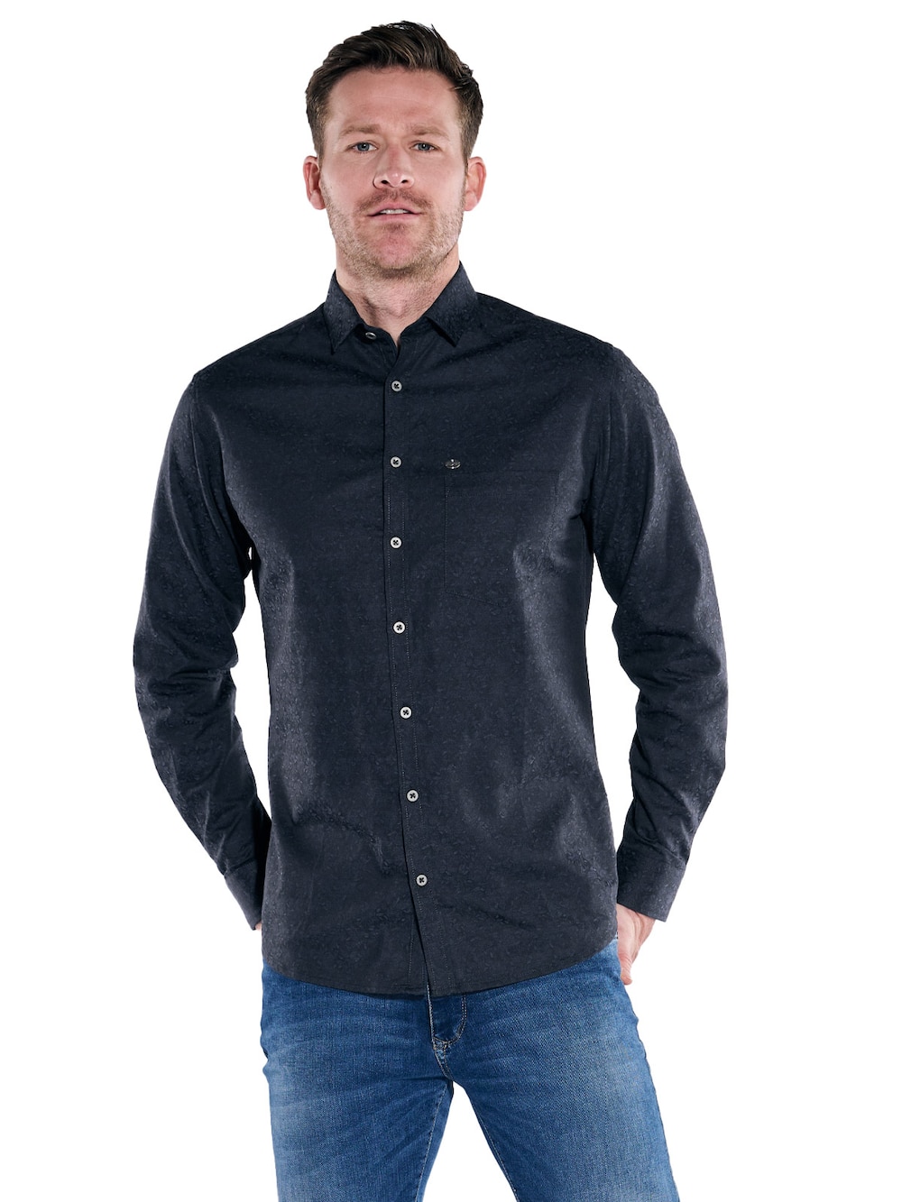 Große Größen engbers Herren Langarm-Hemd gemustert , Herren, türkis, Größe: 68, Baumwolle, Happy Size DE Men von engbers