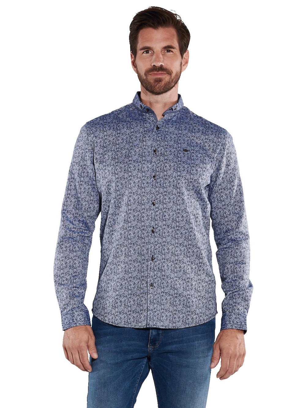 Große Größen engbers Herren Langarm-Hemd gemustert , Herren, türkis, Größe: 70, Baumwolle, Happy Size DE Men von engbers