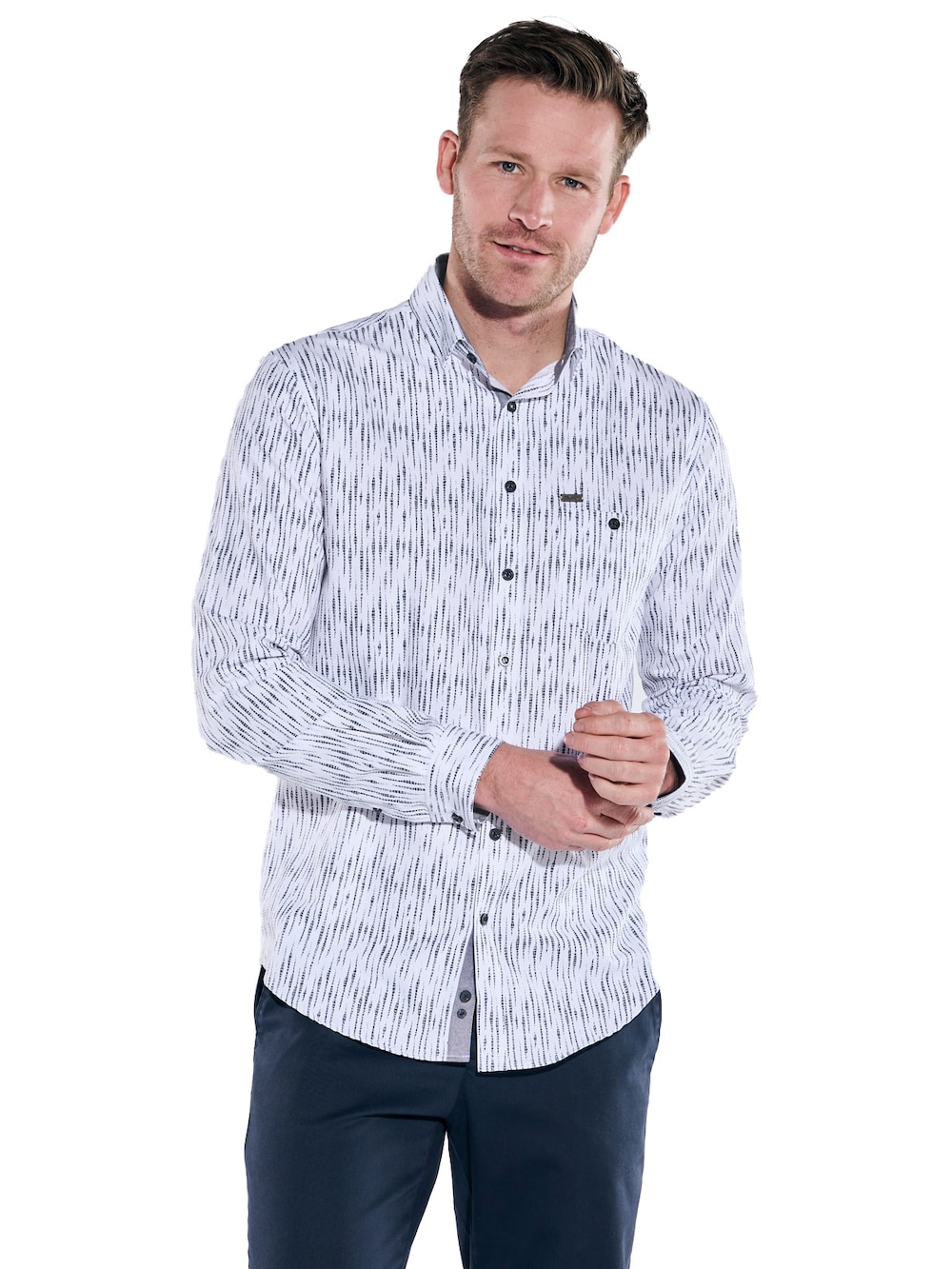 Große Größen engbers Herren Langarm-Hemd gestreift , Herren, grau, Größe: 62, Baumwolle/Polyester, Happy Size DE Men von engbers