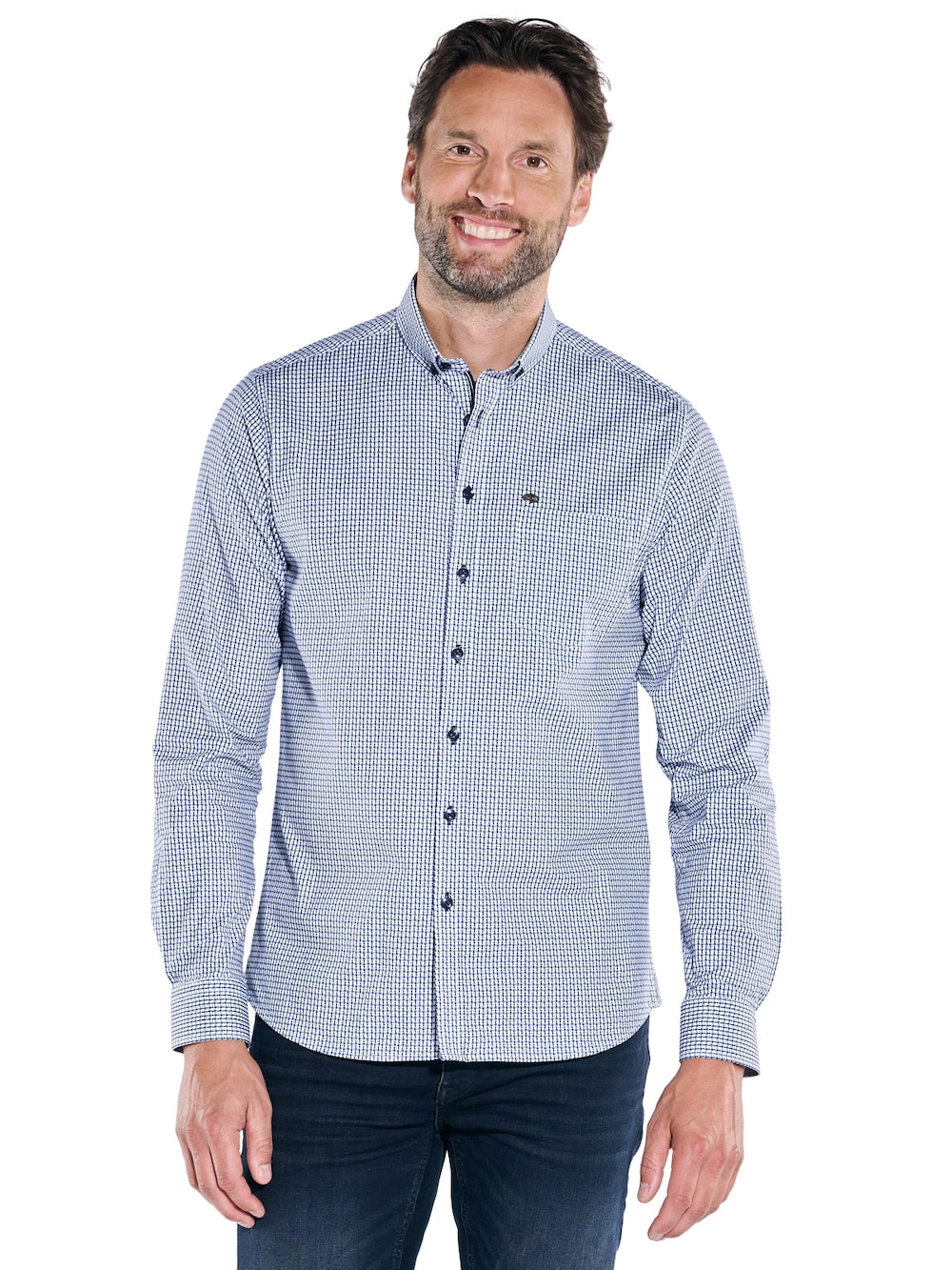 Große Größen engbers Herren Langarm-Hemd kariert , Herren, blau, Größe: 62, Baumwolle, Happy Size DE Men von engbers