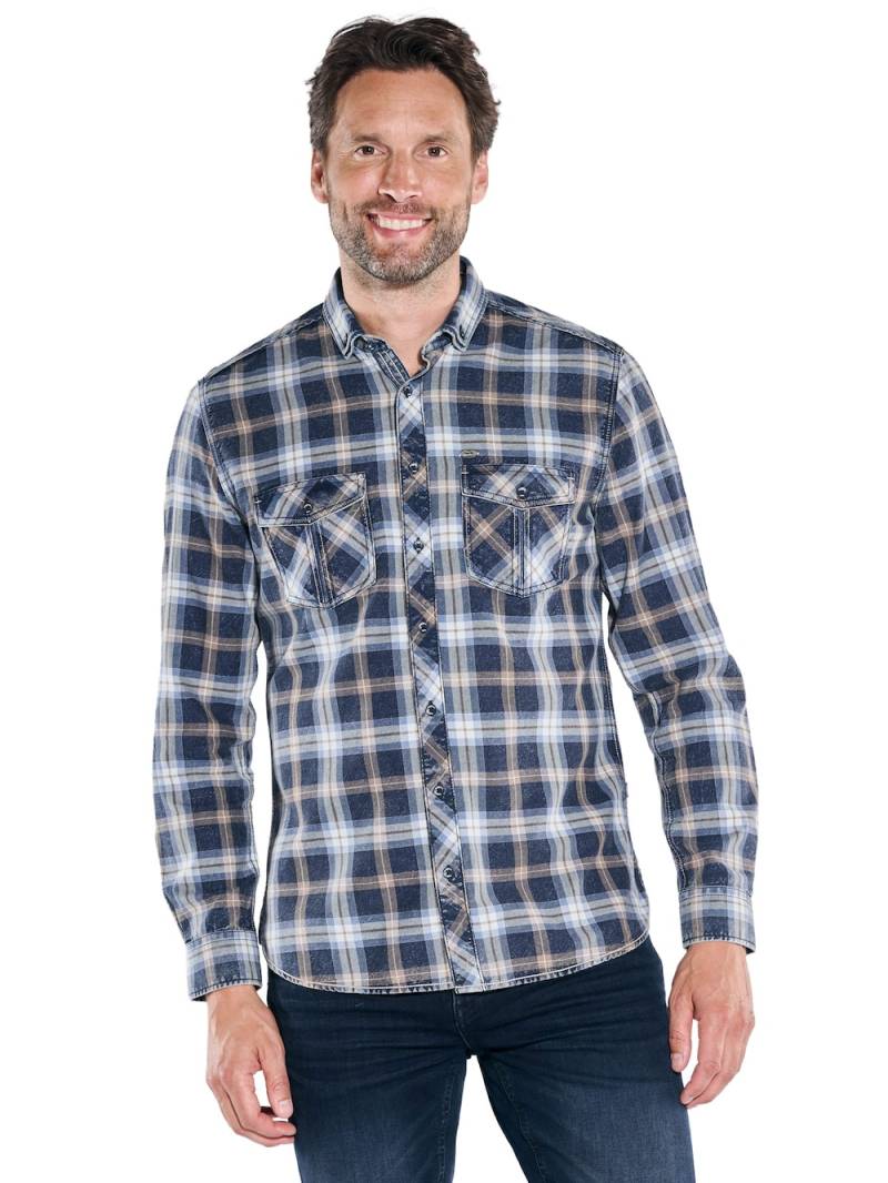 Große Größen engbers Herren Langarm-Hemd kariert , Herren, blau, Größe: 66, Baumwolle, Happy Size DE Men von engbers