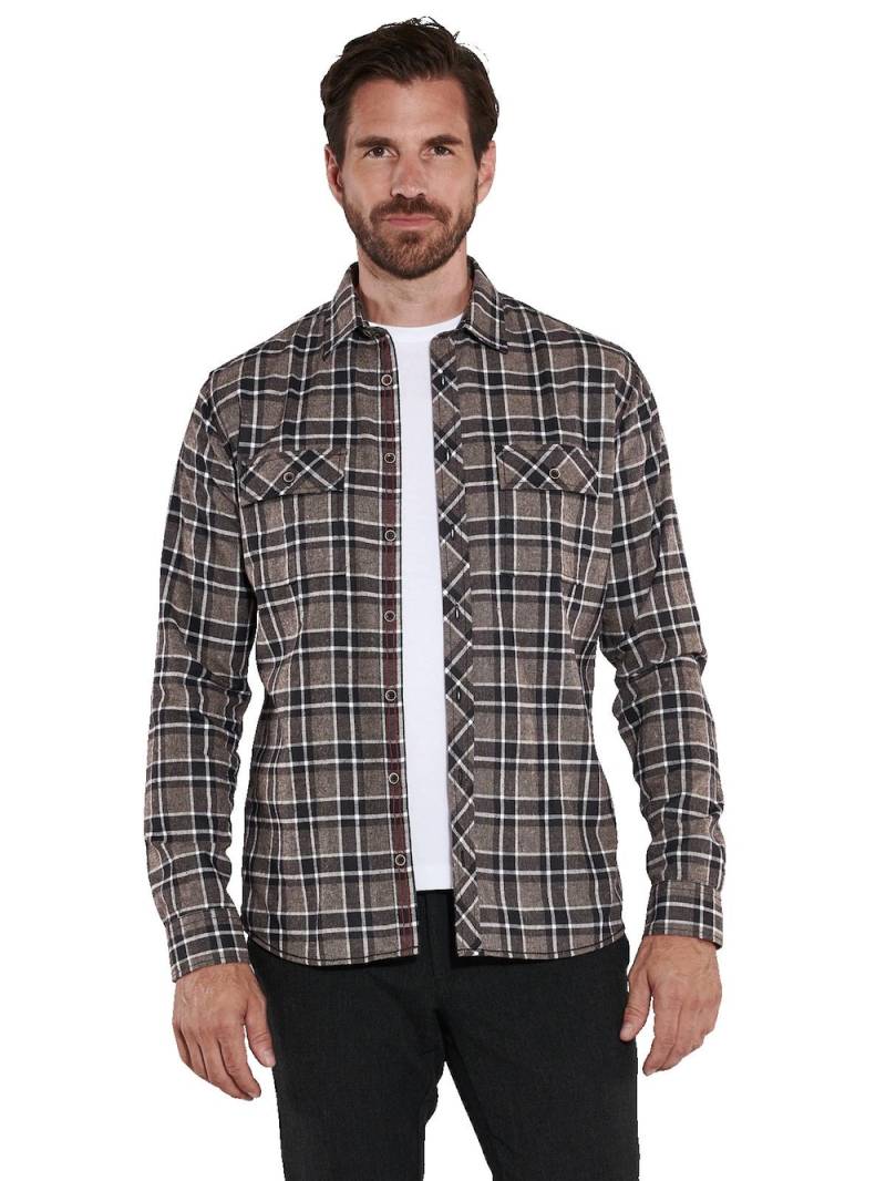 Große Größen engbers Herren Langarm-Hemd kariert , Herren, braun, Größe: 58, Polyester/Baumwolle, Happy Size DE Men von engbers