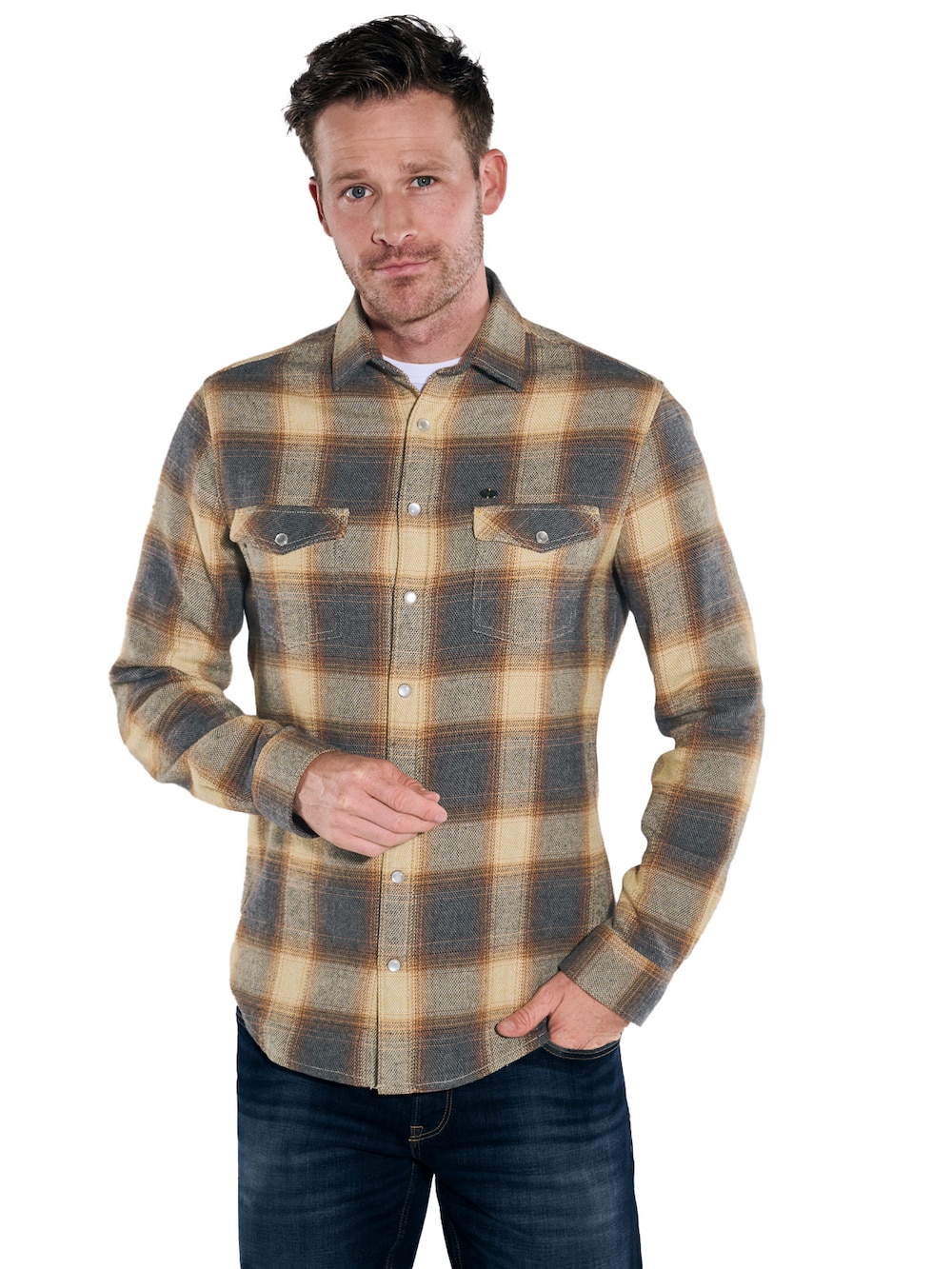 Große Größen engbers Herren Langarm-Hemd kariert , Herren, braun, Größe: 60, Baumwolle, Happy Size DE Men von engbers