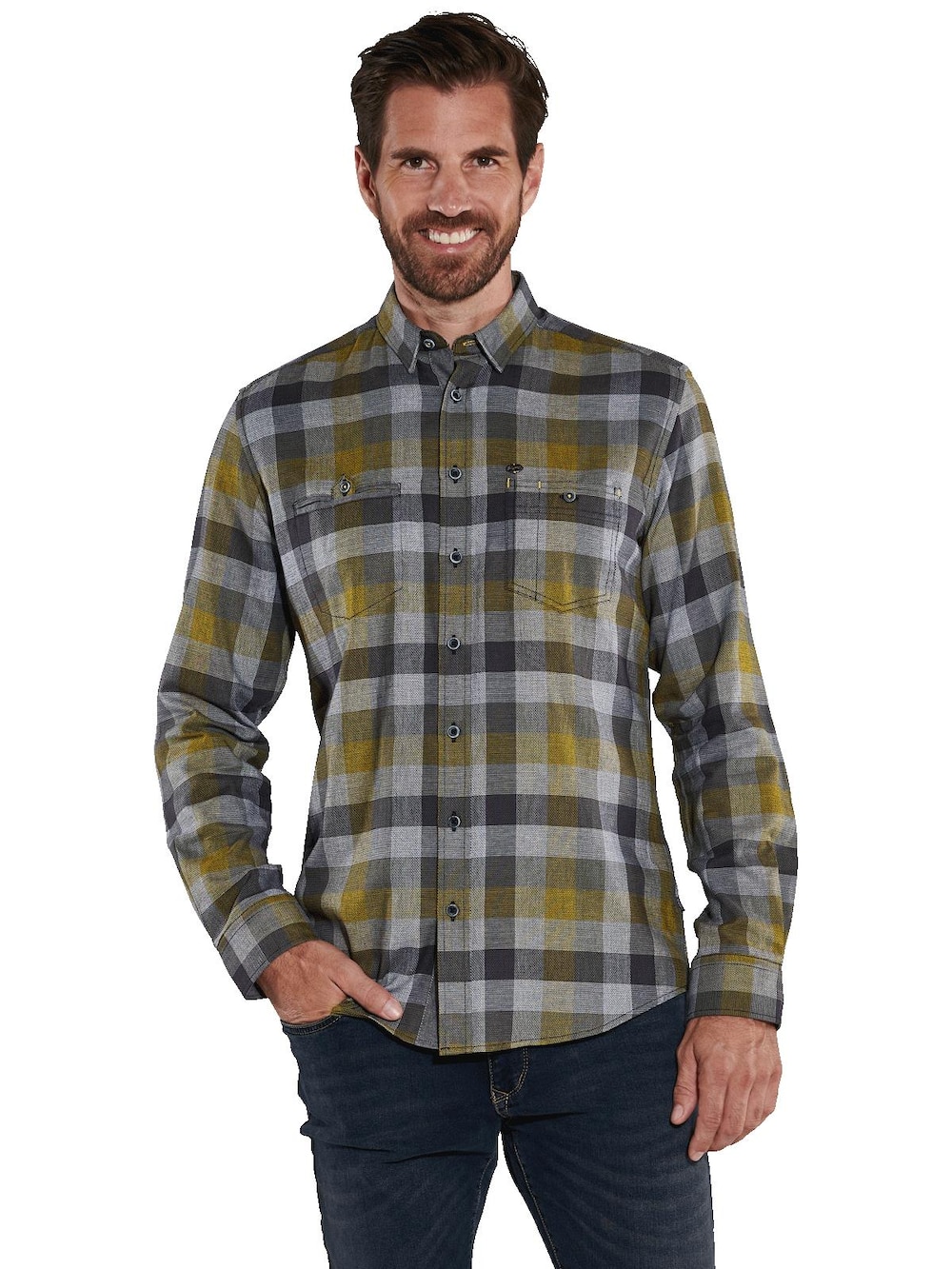 Große Größen engbers Herren Langarm-Hemd kariert , Herren, braun, Größe: 64, Baumwolle, Happy Size DE Men von engbers