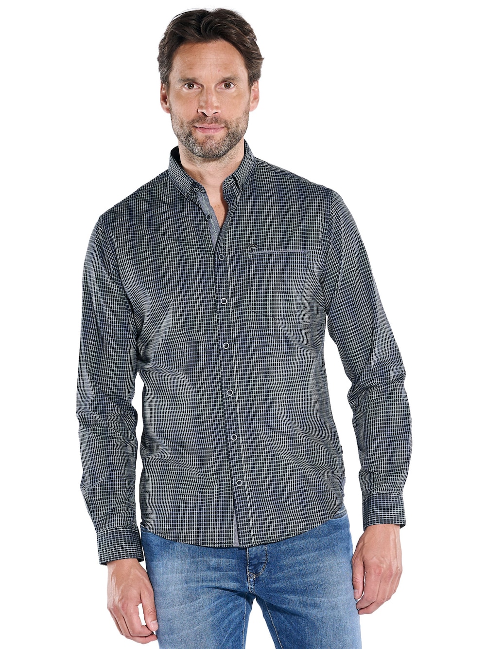 Große Größen engbers Herren Langarm-Hemd kariert , Herren, grau, Größe: 64, Baumwolle, Happy Size DE Men von engbers