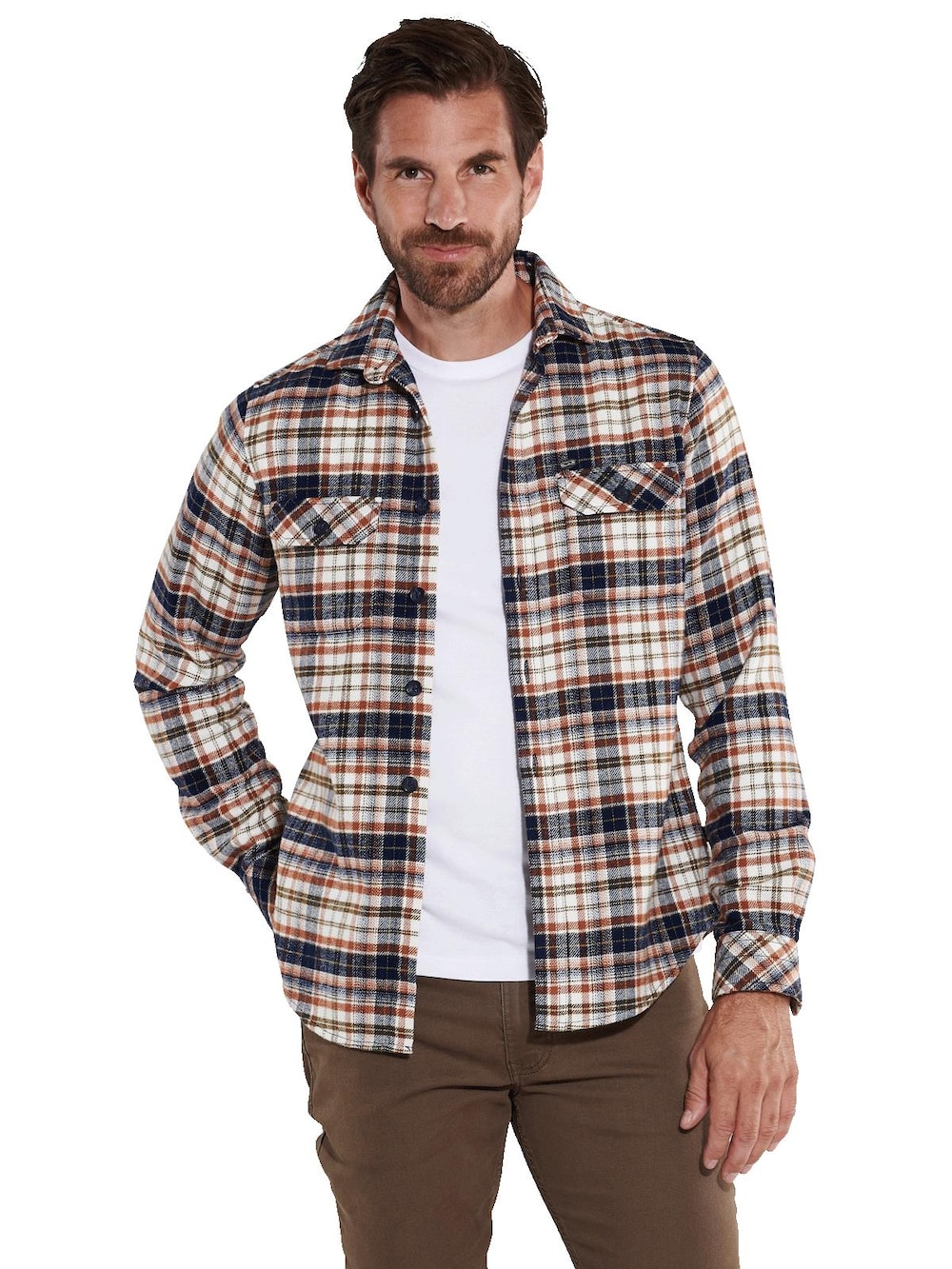 Große Größen engbers Herren Langarm-Hemd kariert , Herren, orange, Größe: 62, Baumwolle, Happy Size DE Men von engbers