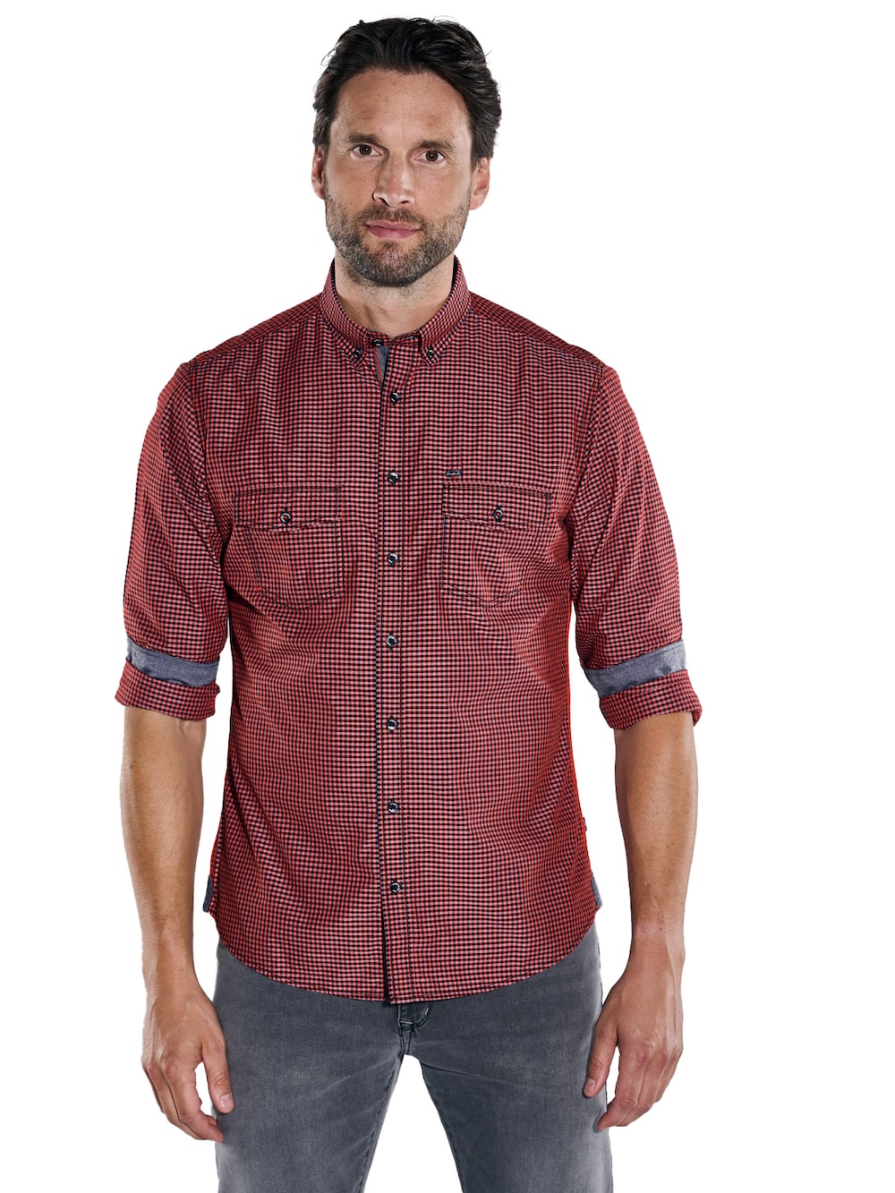 Große Größen engbers Herren Langarm-Hemd kariert , Herren, rot, Größe: 60, Baumwolle, Happy Size DE Men von engbers