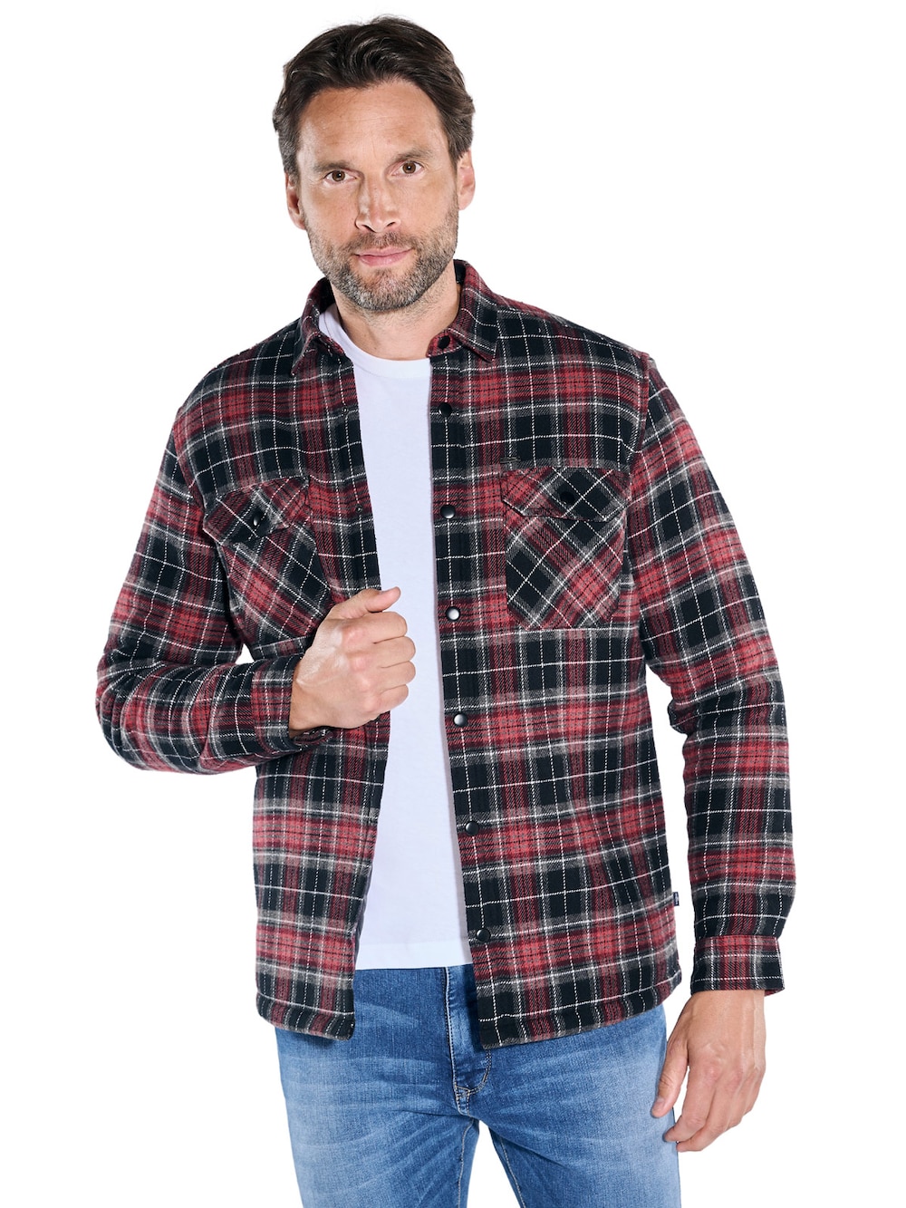 Große Größen engbers Herren Langarm-Hemd kariert , Herren, rot, Größe: 68, Baumwolle, Happy Size DE Men von engbers