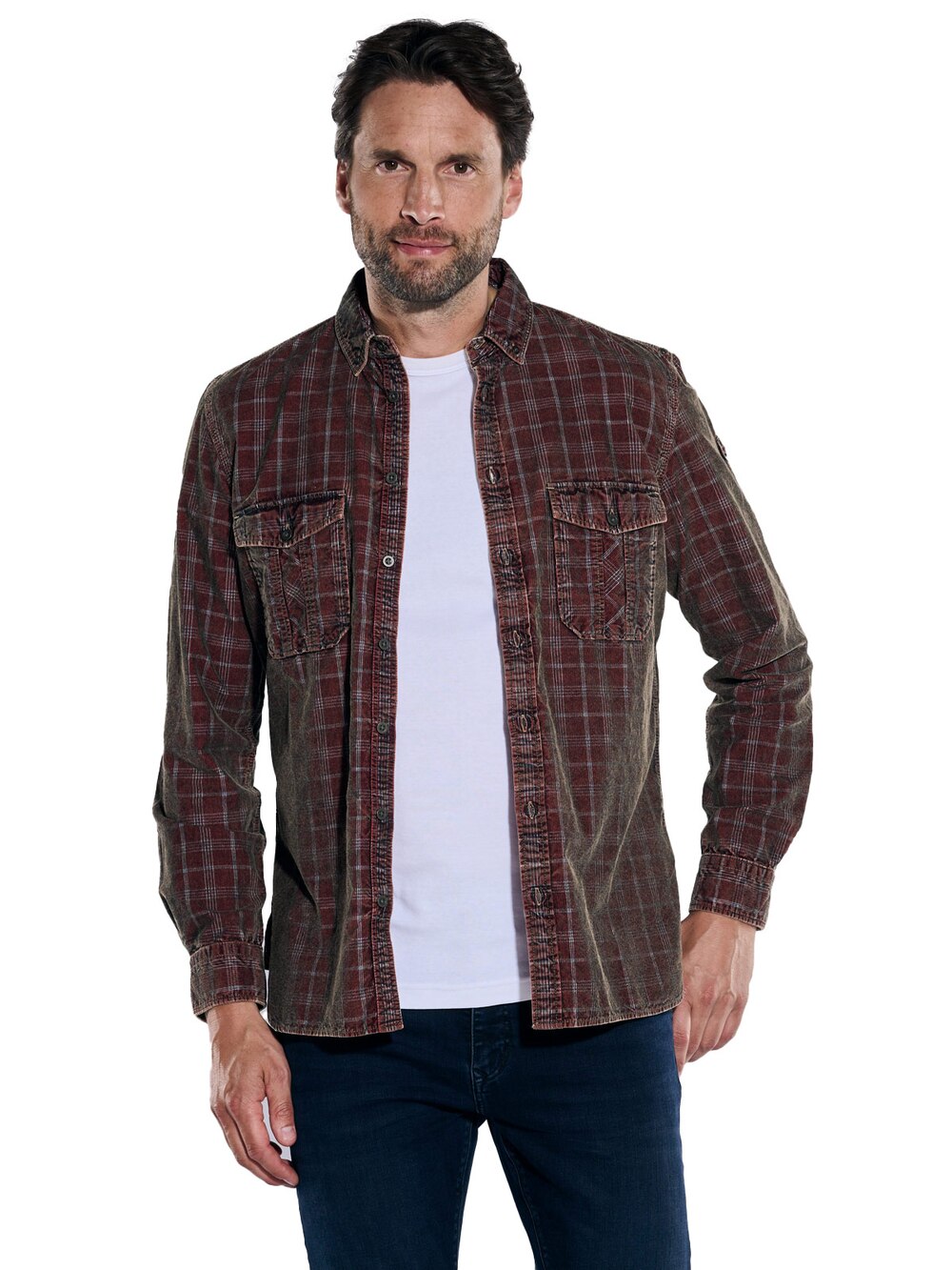 Große Größen engbers Herren Langarm-Hemd kariert , Herren, rot, Größe: 70, Baumwolle, Happy Size DE Men von engbers