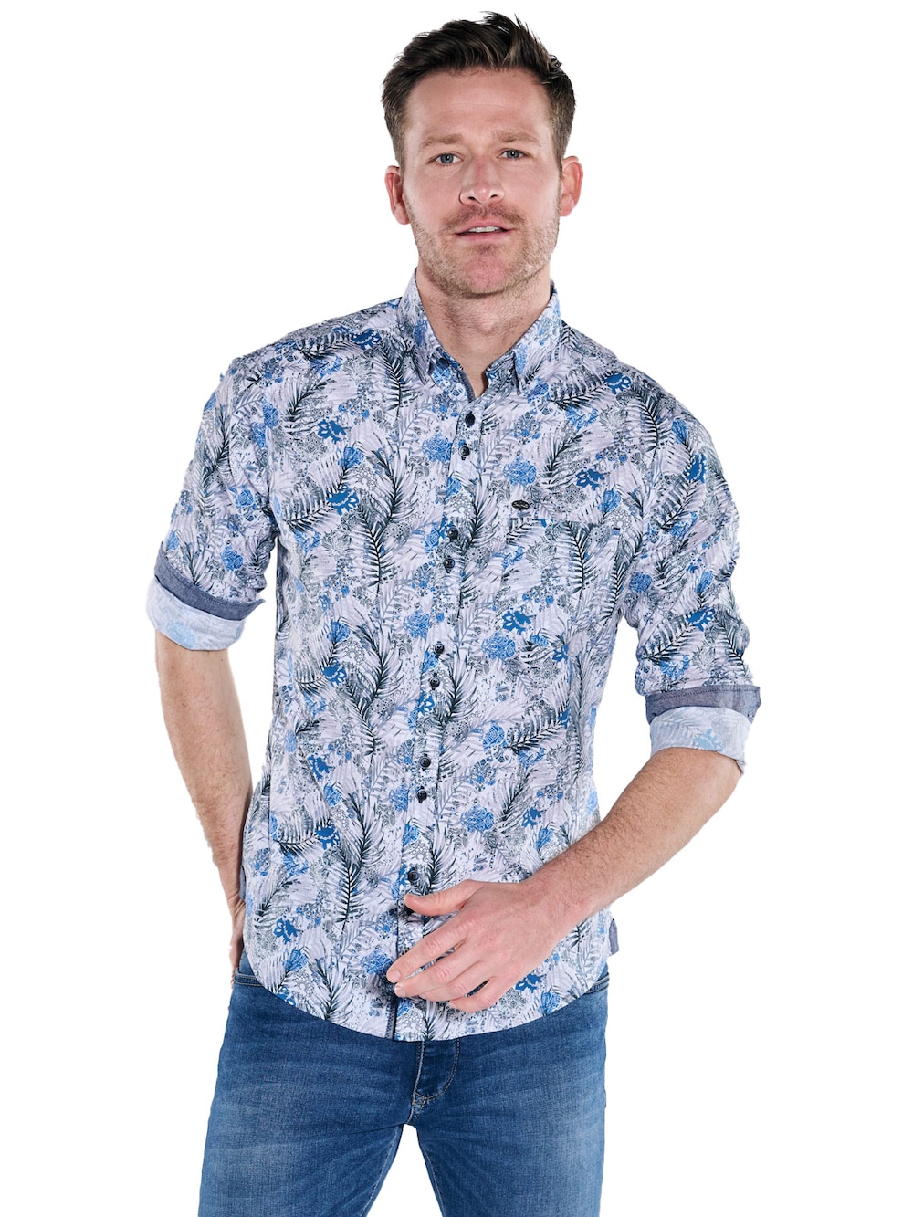 Große Größen engbers Herren Langarm-Hemd slim fit , Herren, blau, Größe: 64, Baumwolle, Happy Size DE Men von engbers