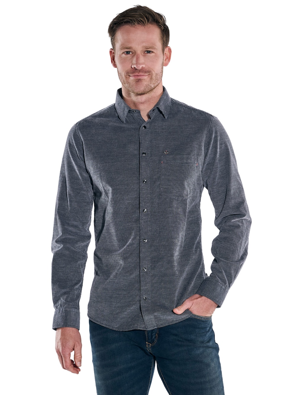 Große Größen engbers Herren Langarm-Hemd strukturiert , Herren, grau, Größe: 62, Baumwolle, Happy Size DE Men von engbers