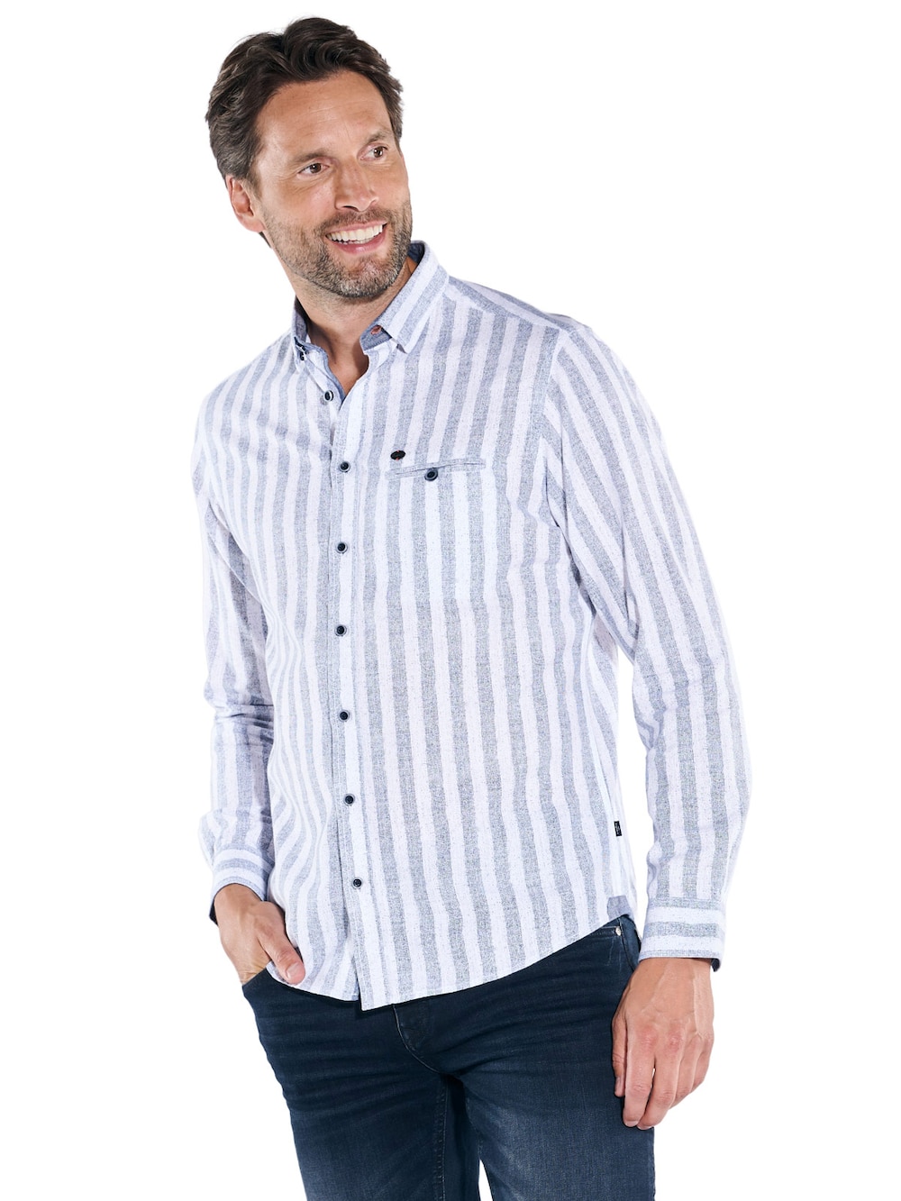 Große Größen engbers Herren Langarm-Hemd strukturiert , Herren, grau, Größe: 64, Baumwolle, Happy Size DE Men von engbers