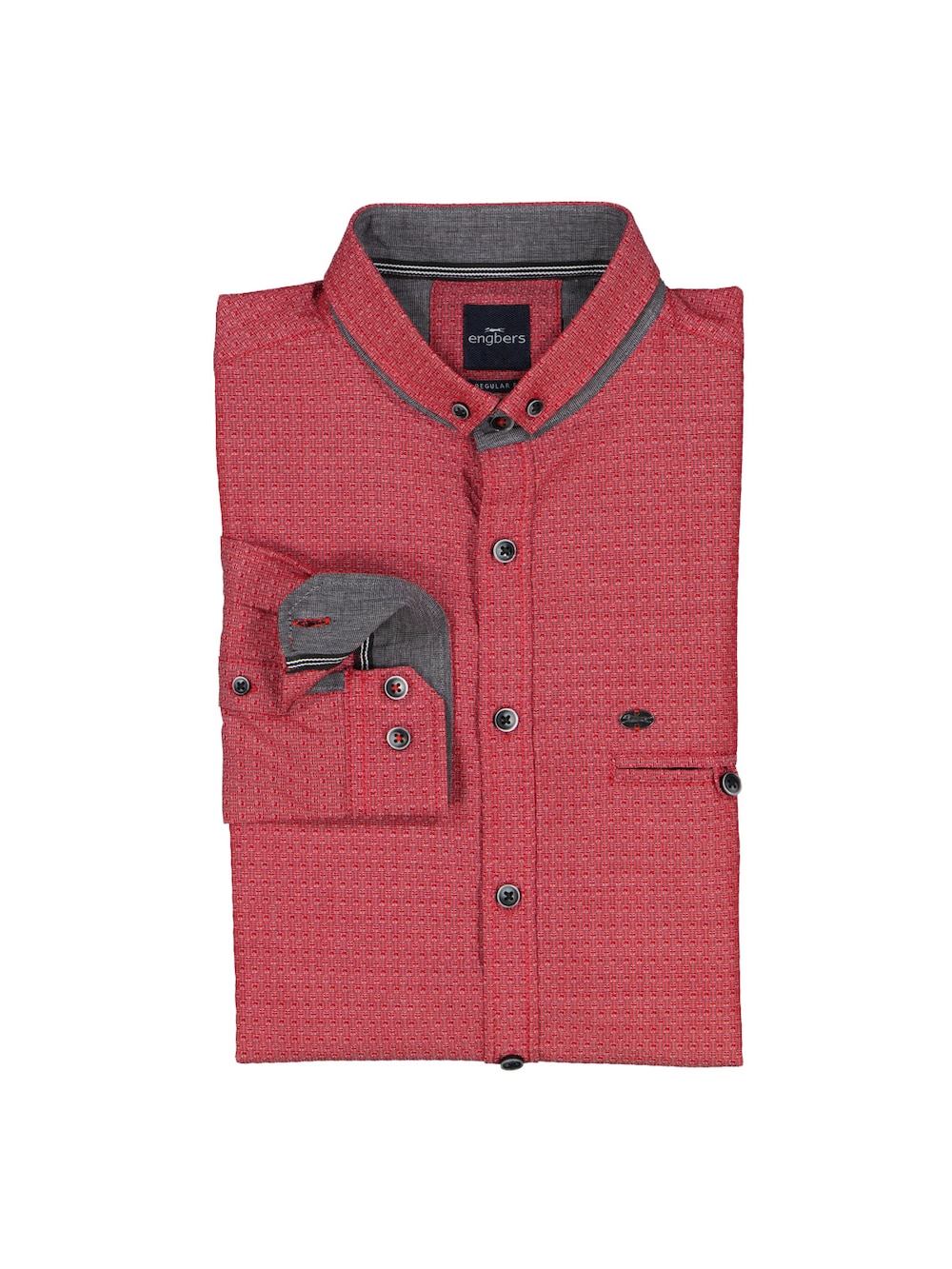 Große Größen engbers Herren Langarm-Hemd strukturiert , Herren, rot, Größe: 68, Baumwolle, Happy Size DE Men von engbers