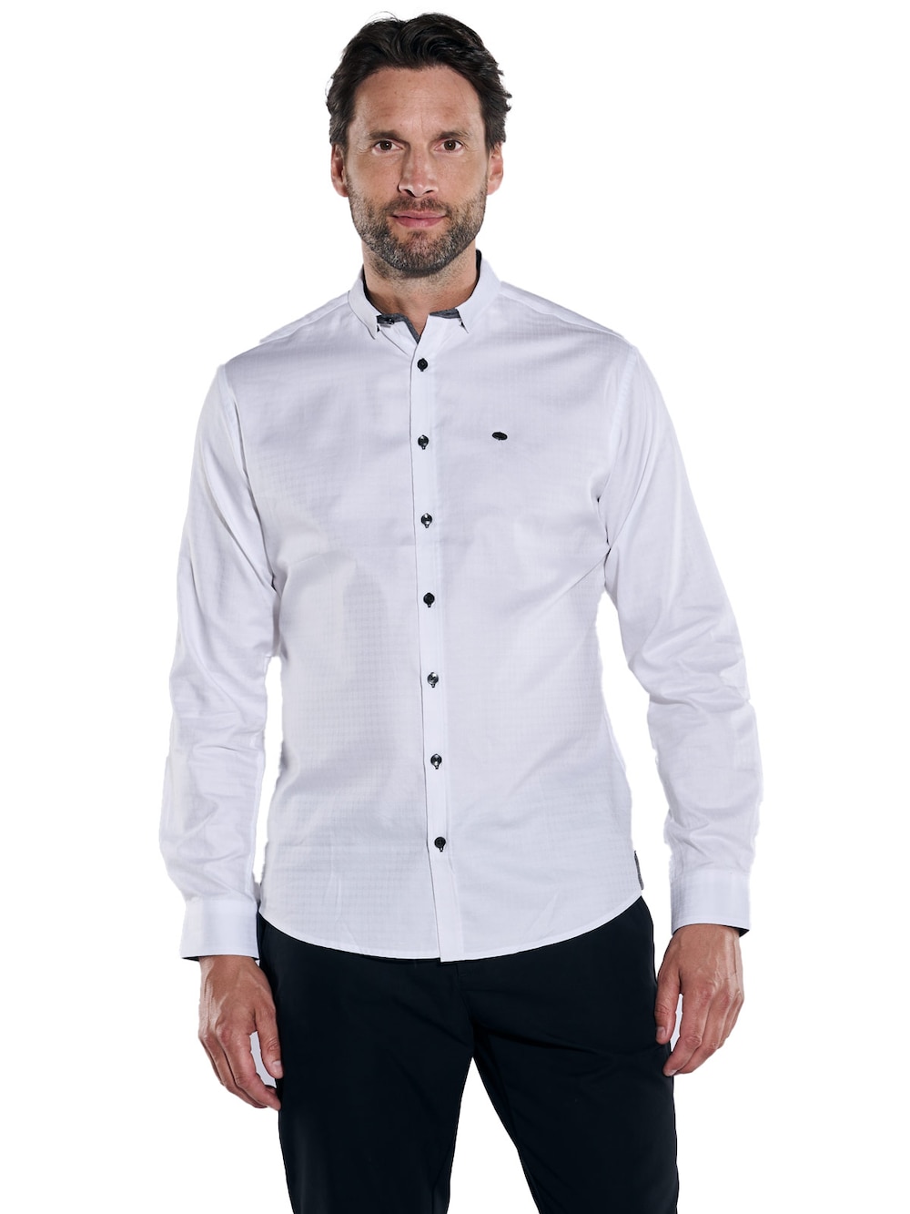 Große Größen engbers Herren Langarm-Hemd strukturiert , Herren, weiß, Größe: 58, Baumwolle, Happy Size DE Men von engbers