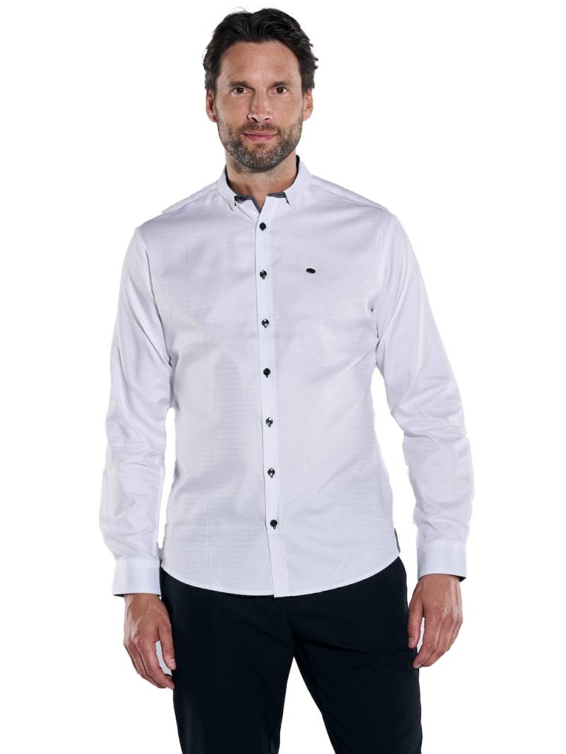 Große Größen engbers Herren Langarm-Hemd strukturiert , Herren, weiß, Größe: 66, Baumwolle, Happy Size DE Men von engbers