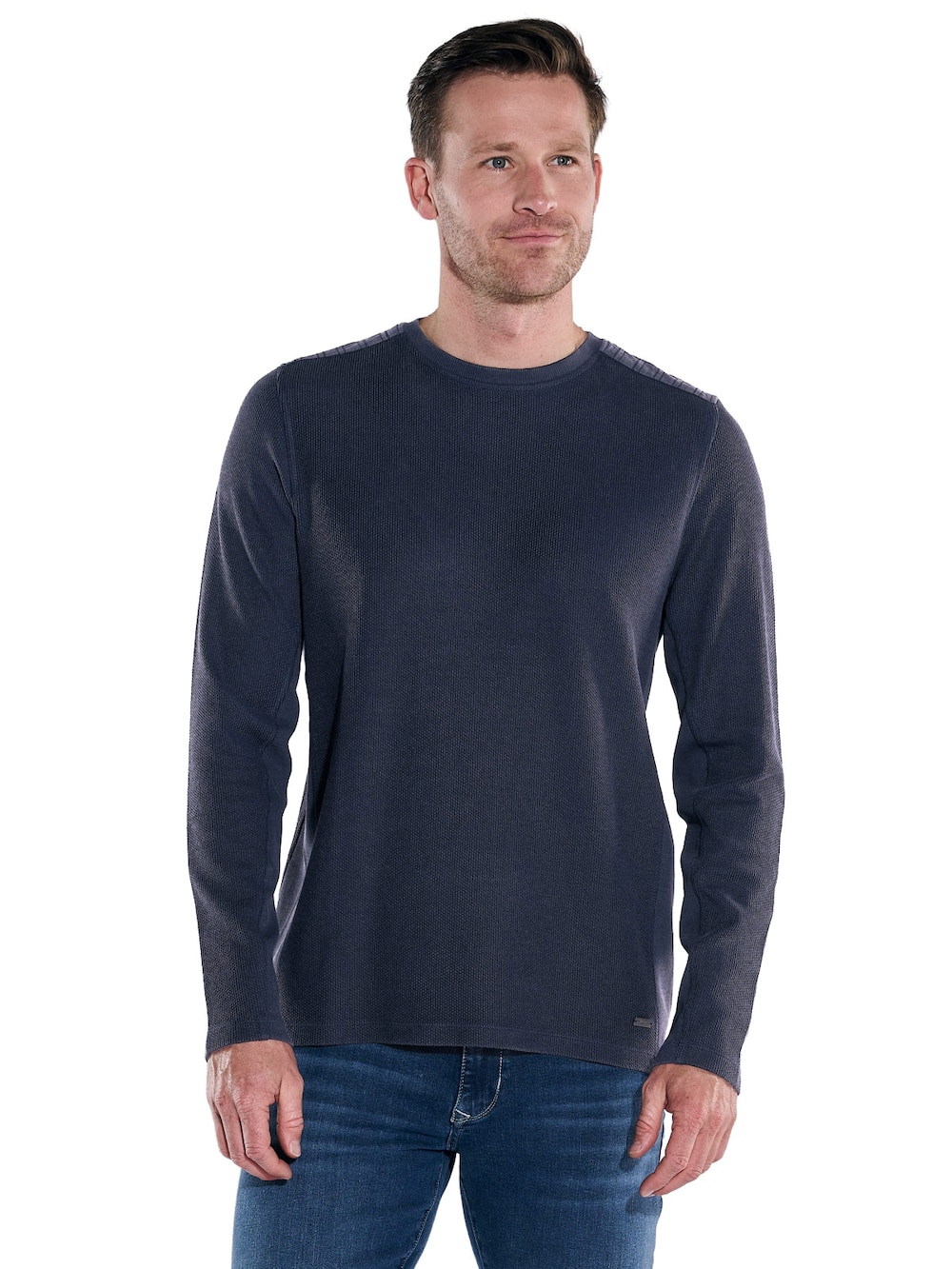 Große Größen engbers Herren Langarm-Shirt meliert , Herren, türkis, Größe: 60, Baumwolle, Happy Size DE Men von engbers