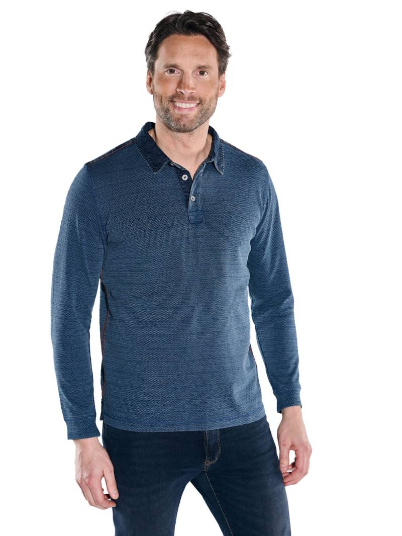 Große Größen engbers Herren Langarm-Shirt mit Polo-Kragen , Herren, blau, Größe: 62, Baumwolle, Happy Size DE Men von engbers
