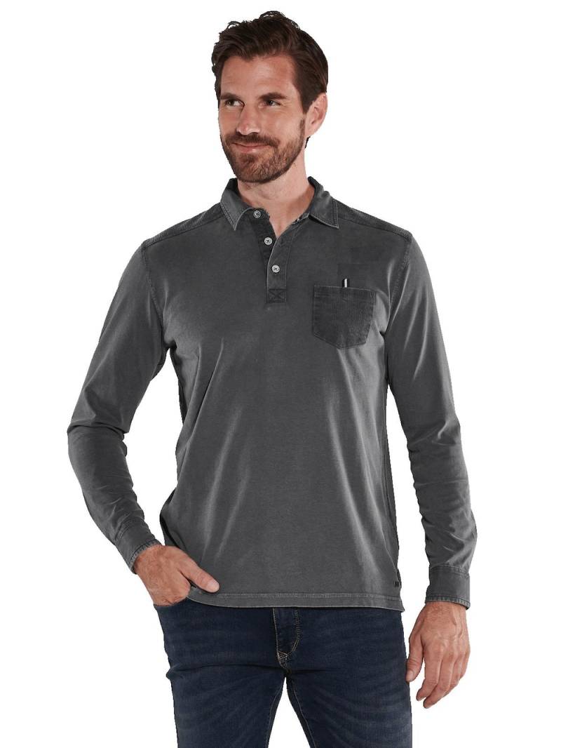Große Größen engbers Herren Langarm-Shirt mit Polokragen , Herren, grau, Größe: 70, Baumwolle, Happy Size DE Men von engbers