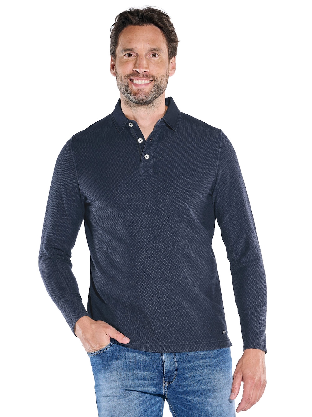 Große Größen engbers Herren Langarm-Shirt mit Polokragen , Herren, türkis, Größe: 68, Baumwolle, Happy Size DE Men von engbers