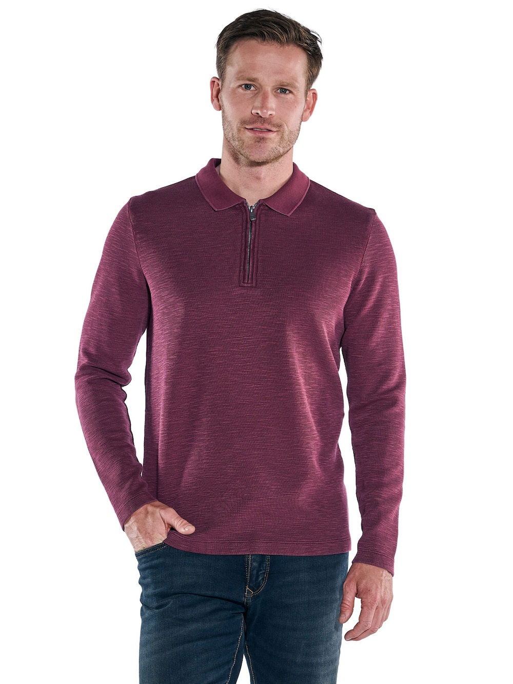 Große Größen engbers Herren Langarmshirt mit Polokragen , Herren, rosa, Größe: 58, Baumwolle/Polyester, Happy Size DE Men von engbers