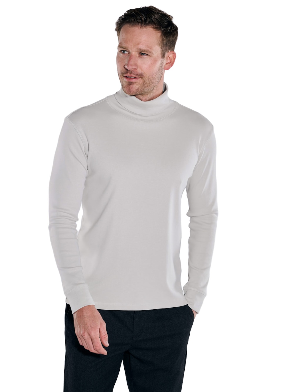 Große Größen engbers Herren Langarmshirt mit Rollkragen , Herren, grau, Größe: 66, Baumwolle, Happy Size DE Men von engbers