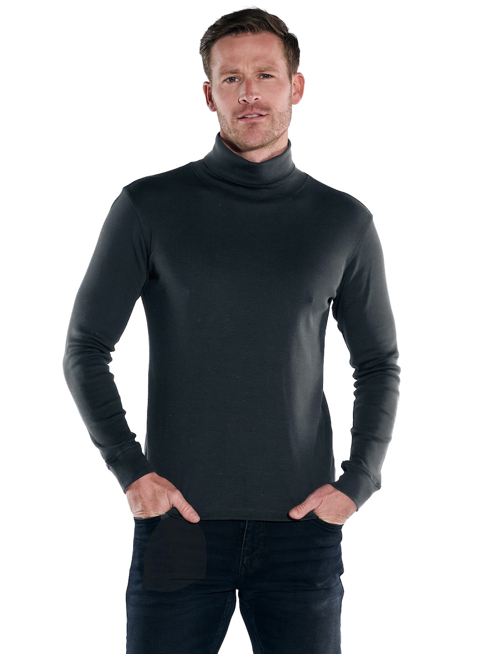 Große Größen engbers Herren Langarmshirt mit Rollkragen , Herren, schwarz, Größe: 66, Baumwolle, Happy Size DE Men von engbers