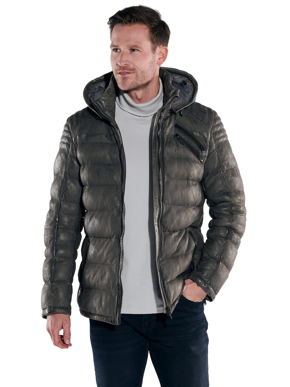 Große Größen engbers Herren Lederjacke , Herren, braun, Größe: 60, Happy Size DE Men von engbers