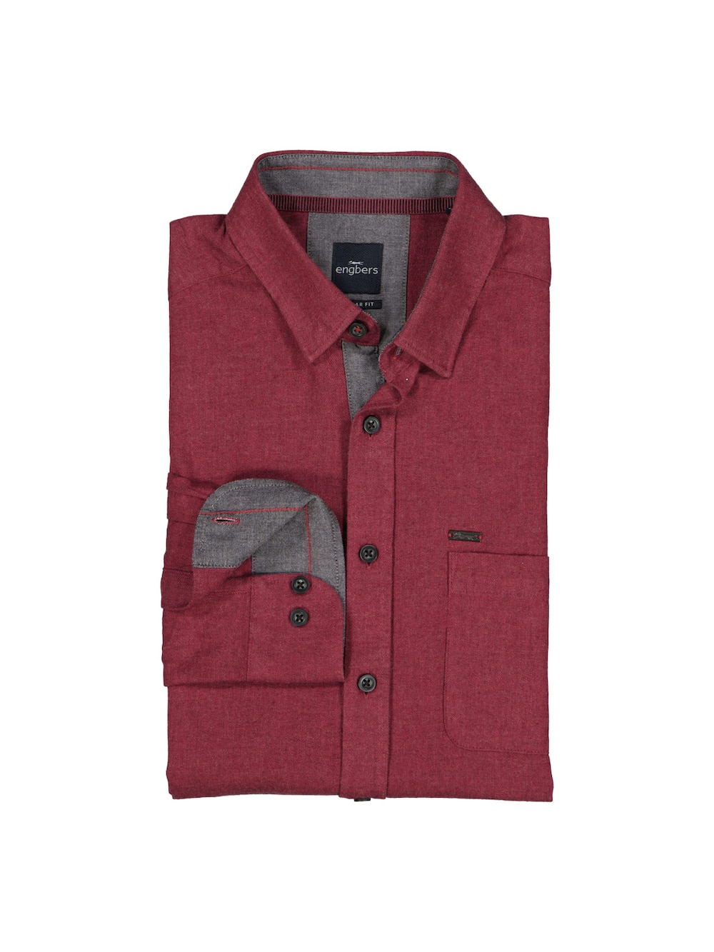 Große Größen engbers Herren Lnagarm-Hemd uni , Herren, rot, Größe: 60, Baumwolle, Happy Size DE Men von engbers