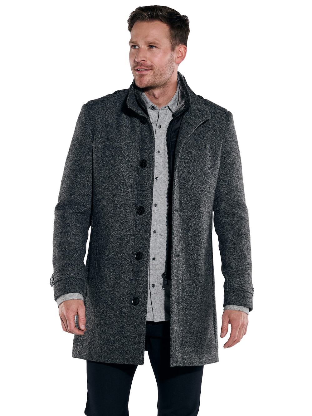 Große Größen engbers Herren Mantel mit Inlet , Herren, grau, Größe: 58, Polyester, Happy Size DE Men von engbers
