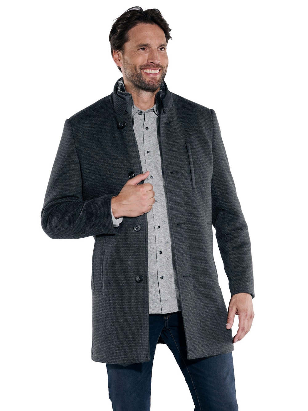 Große Größen engbers Herren Mantel mit Inlet , Herren, schwarz, Größe: 64, Polyester, Happy Size DE Men von engbers