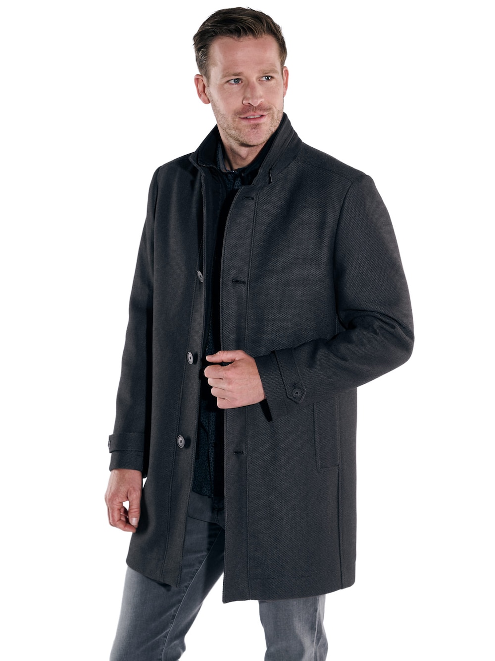 Große Größen engbers Herren Mantel mit heraustrennbarem Inlet , Herren, grau, Größe: 58, Polyester, Happy Size DE Men von engbers